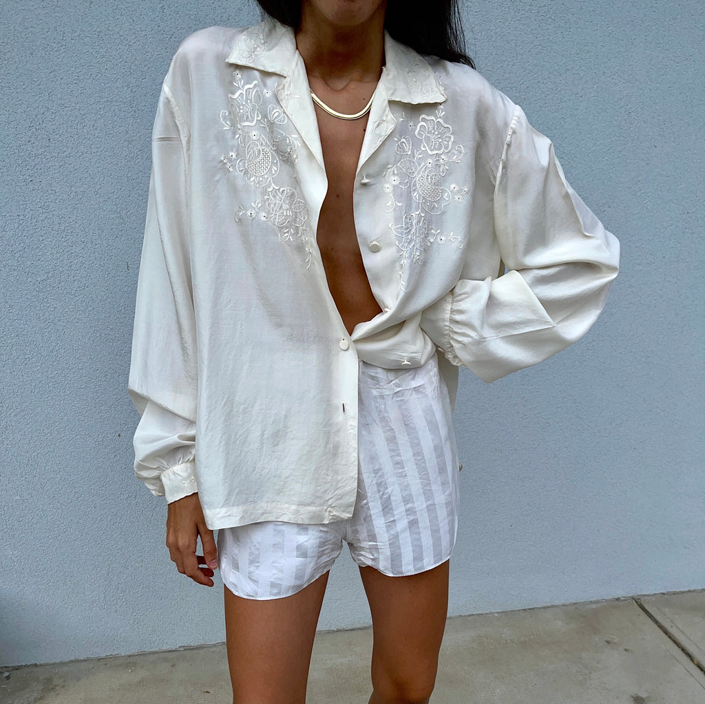 100% silk embroided shirt