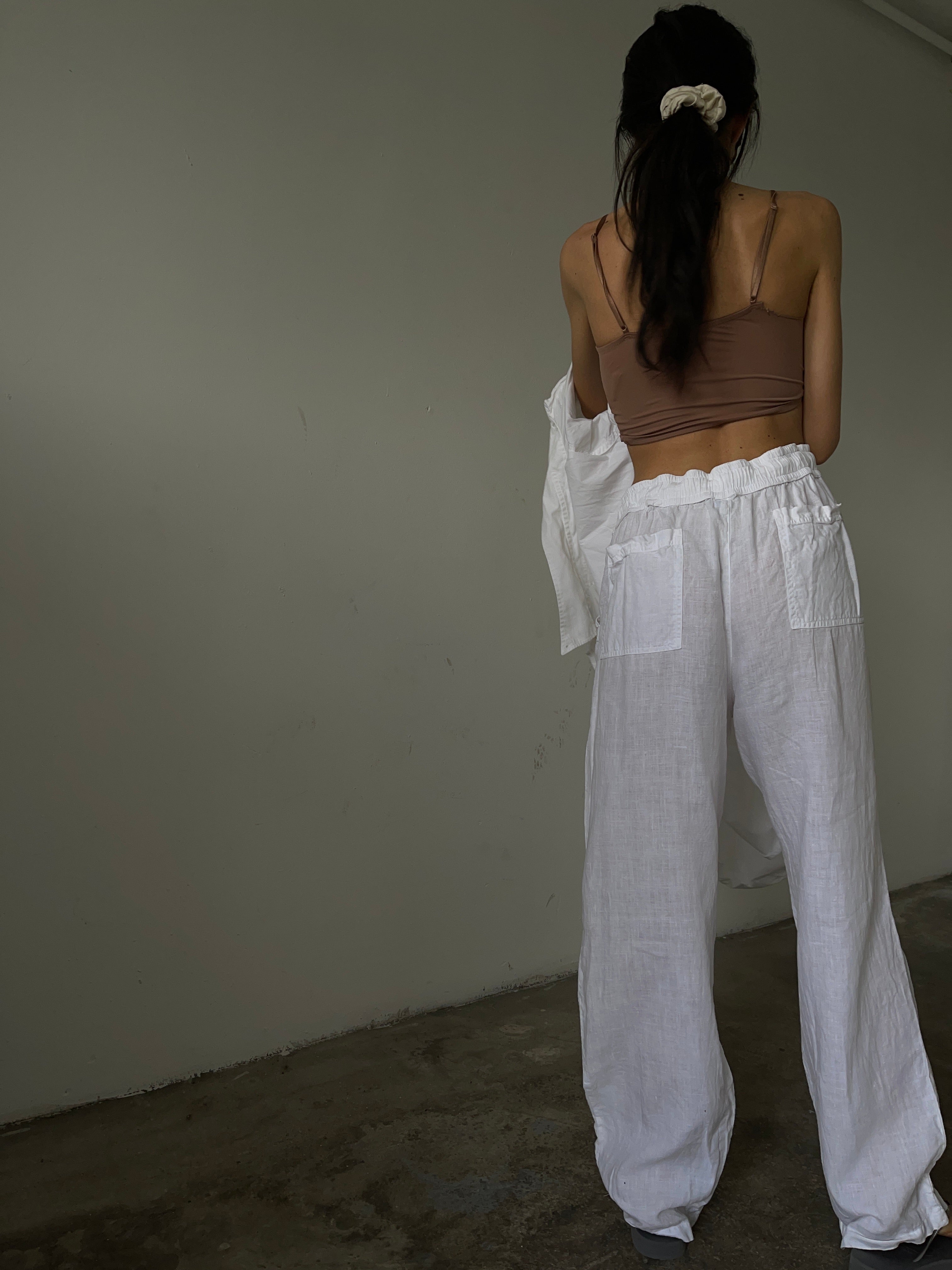 Pantalone in lino bianco
