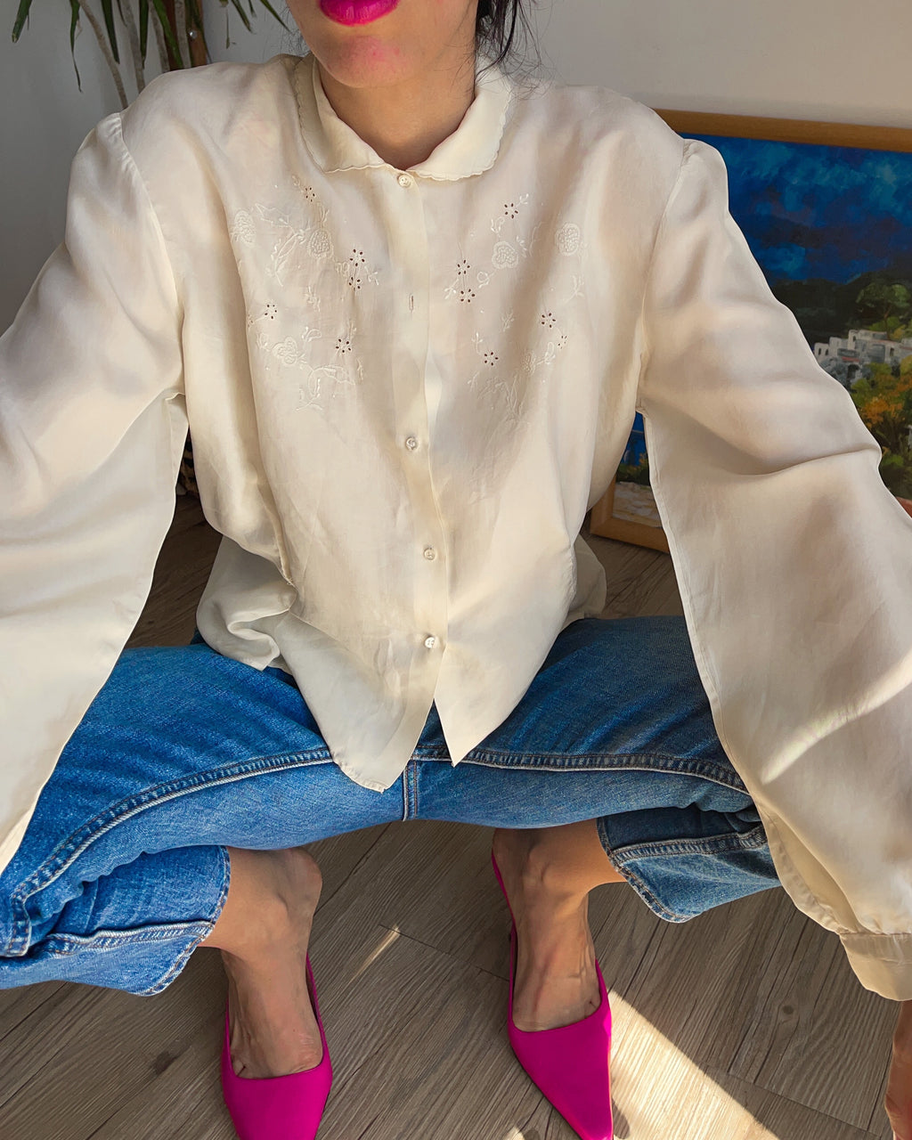 100 silk pinces button down shirt