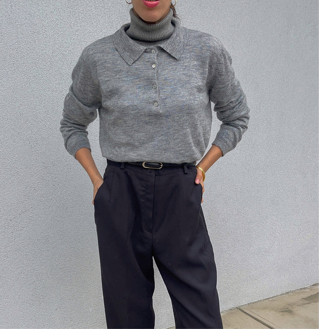 Grey wool blend polo