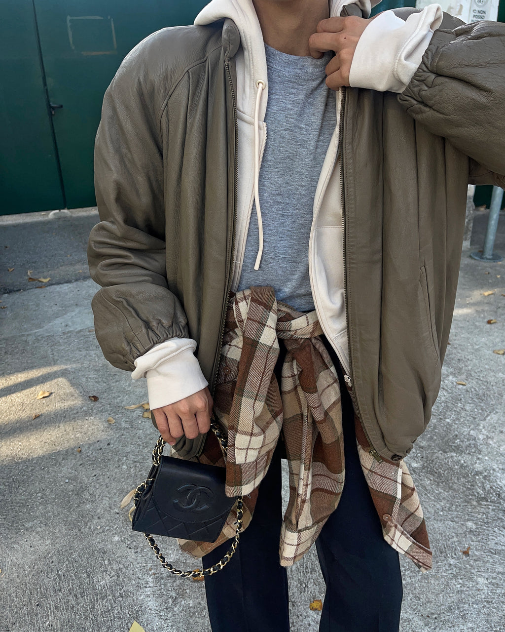 Nappa taupe bomber jacket