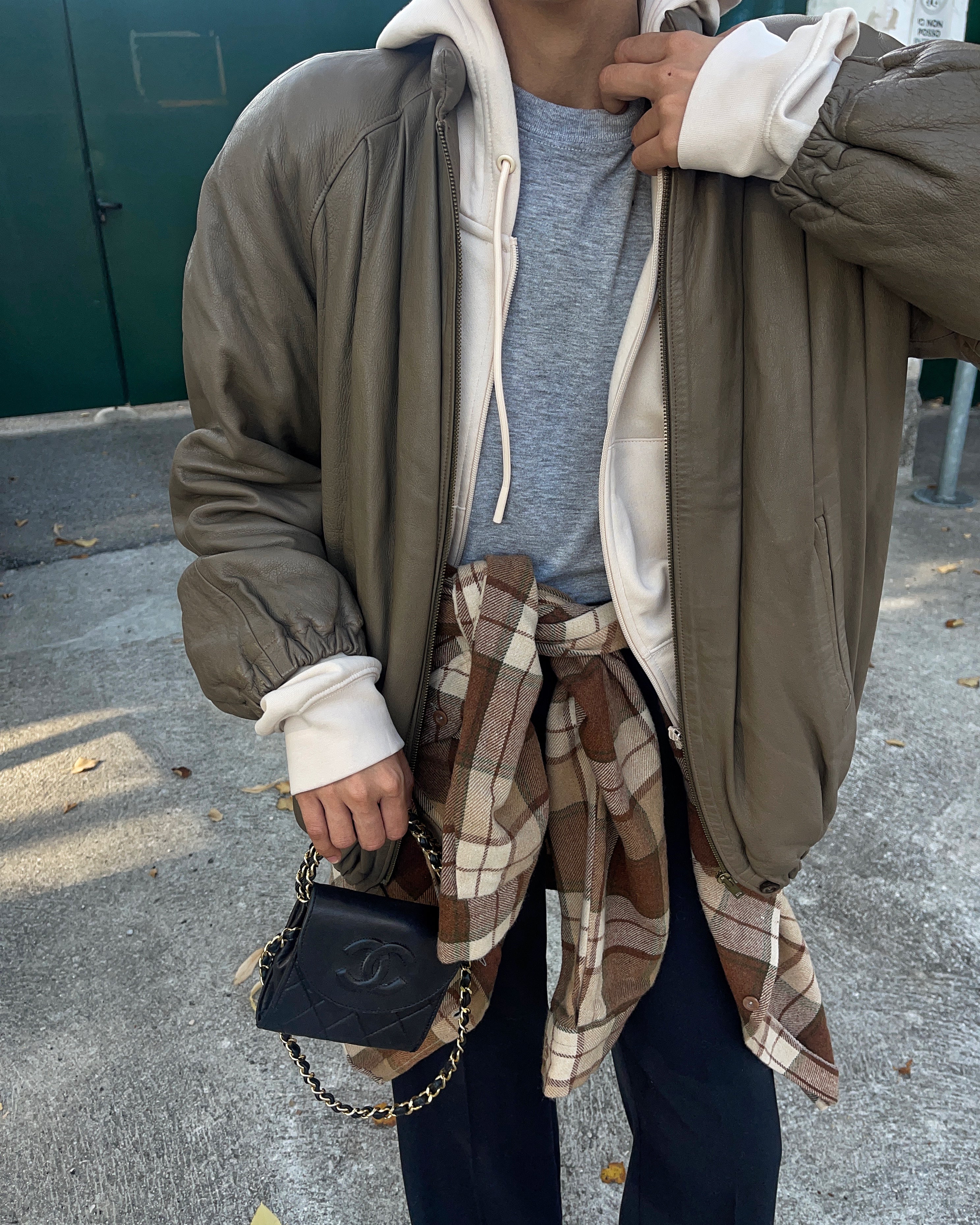 Nappa taupe bomber jacket