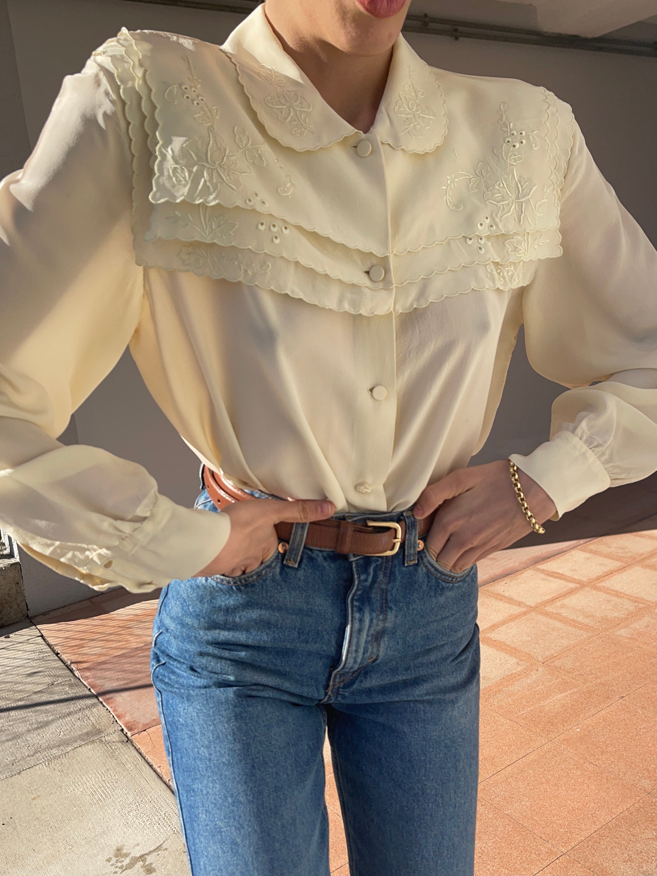 100% silk embroided shirt