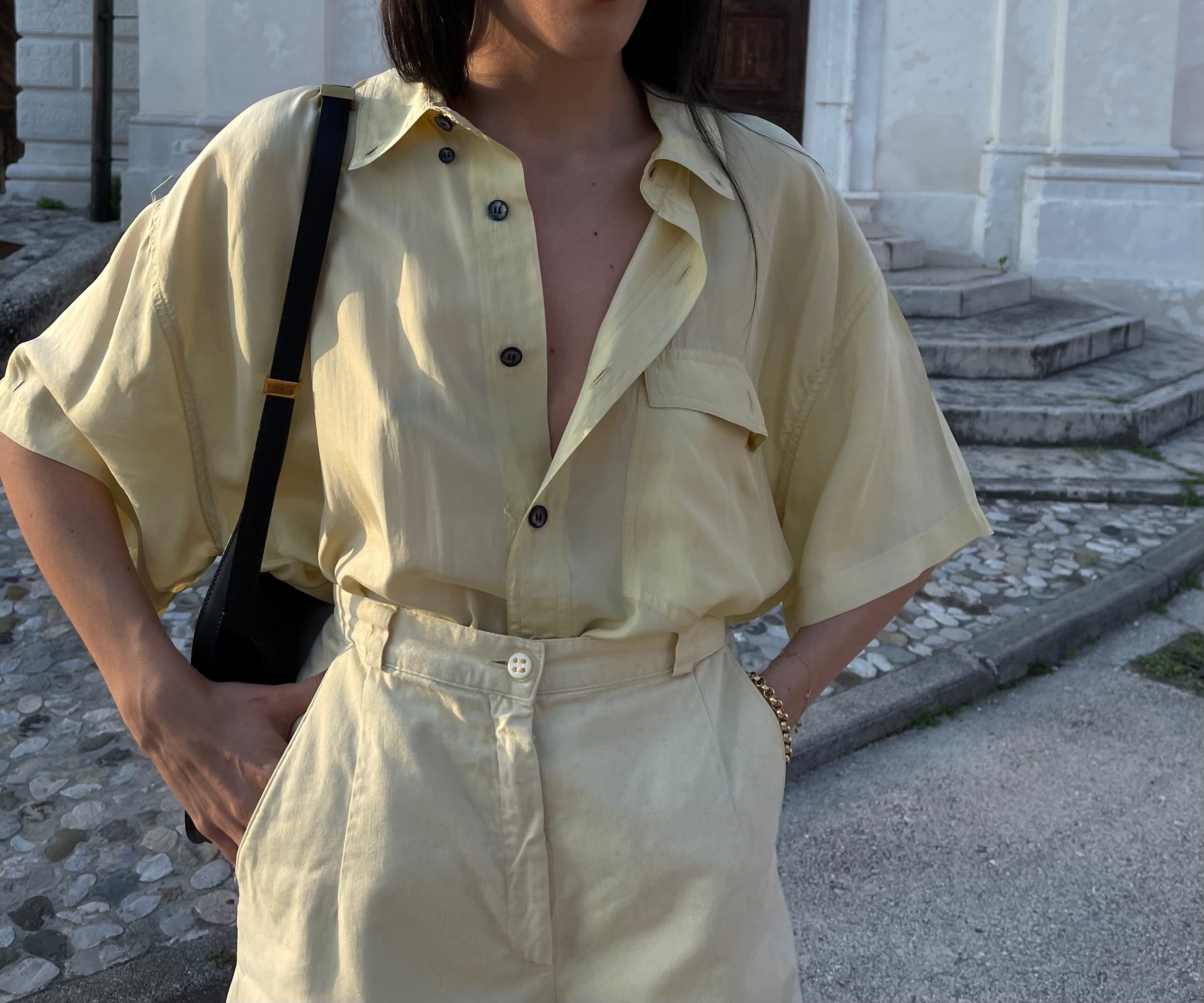 Camicia 100 silk pale yellow