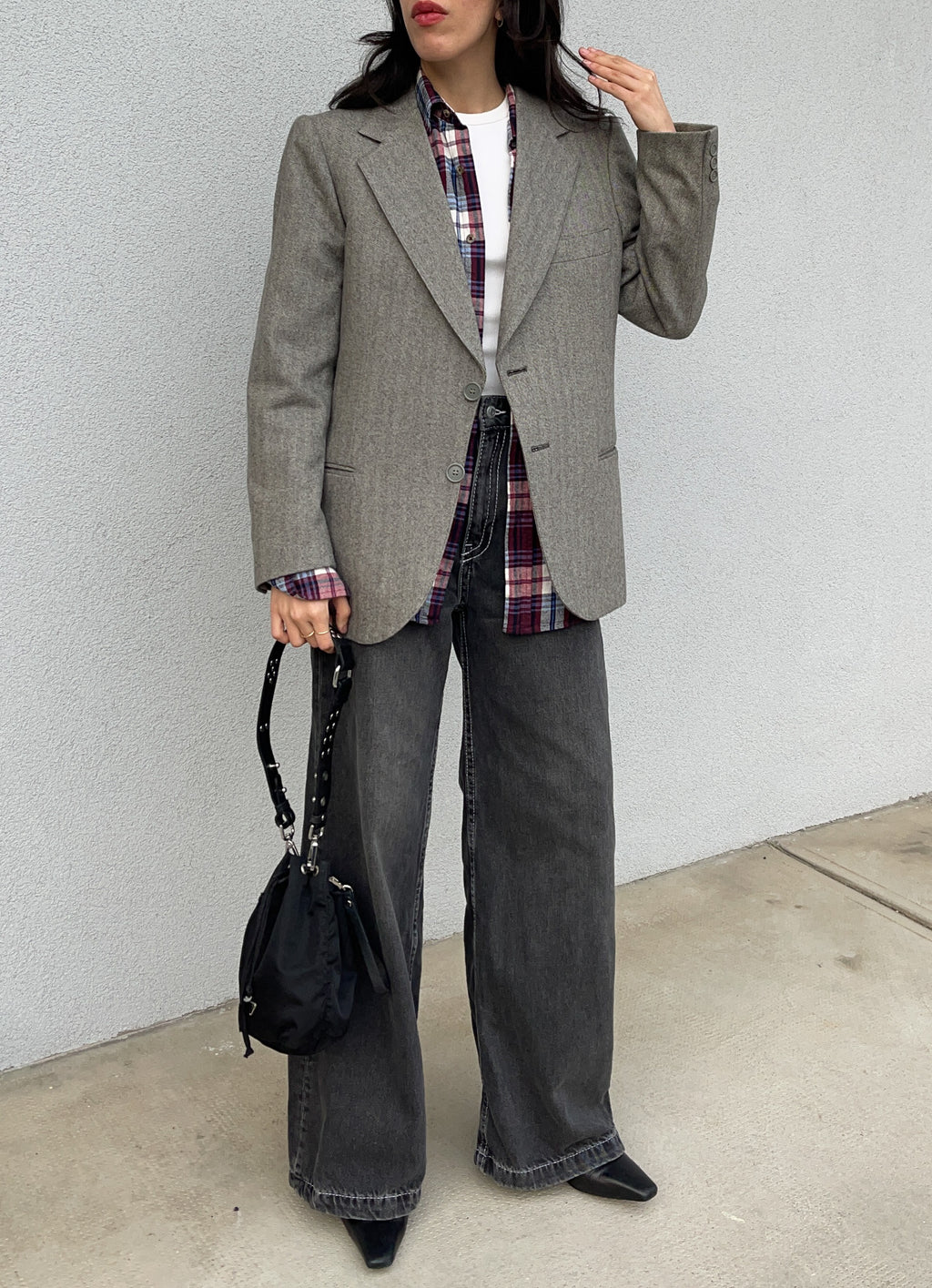 Grey spigato blazer