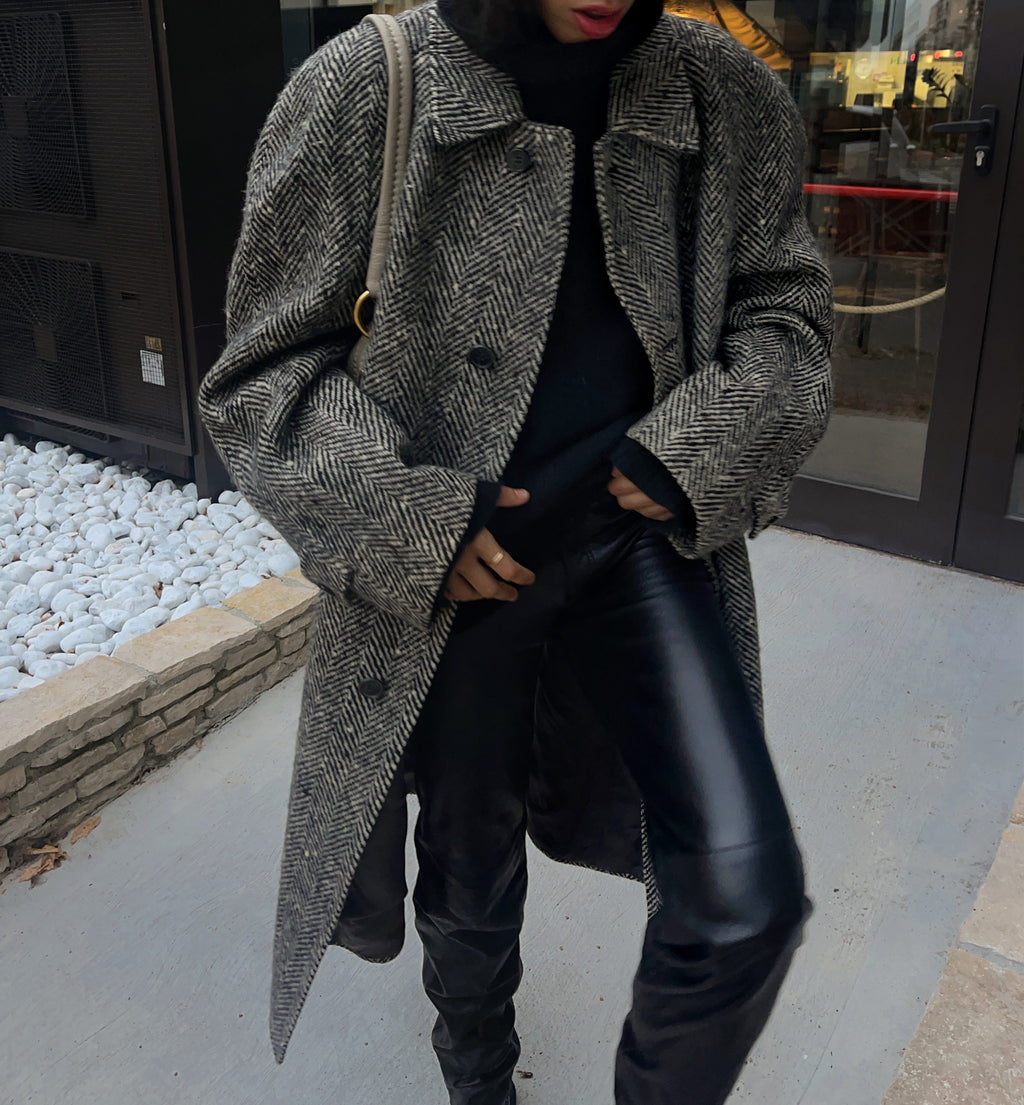 Cappotto spigato lana