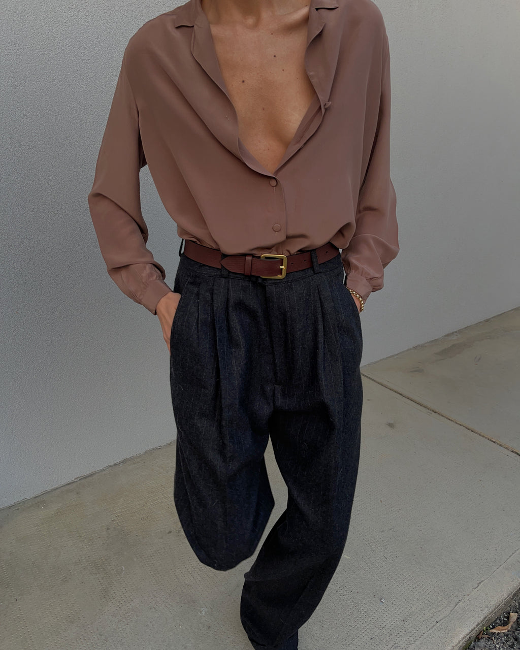 Camicia seta caffellatte