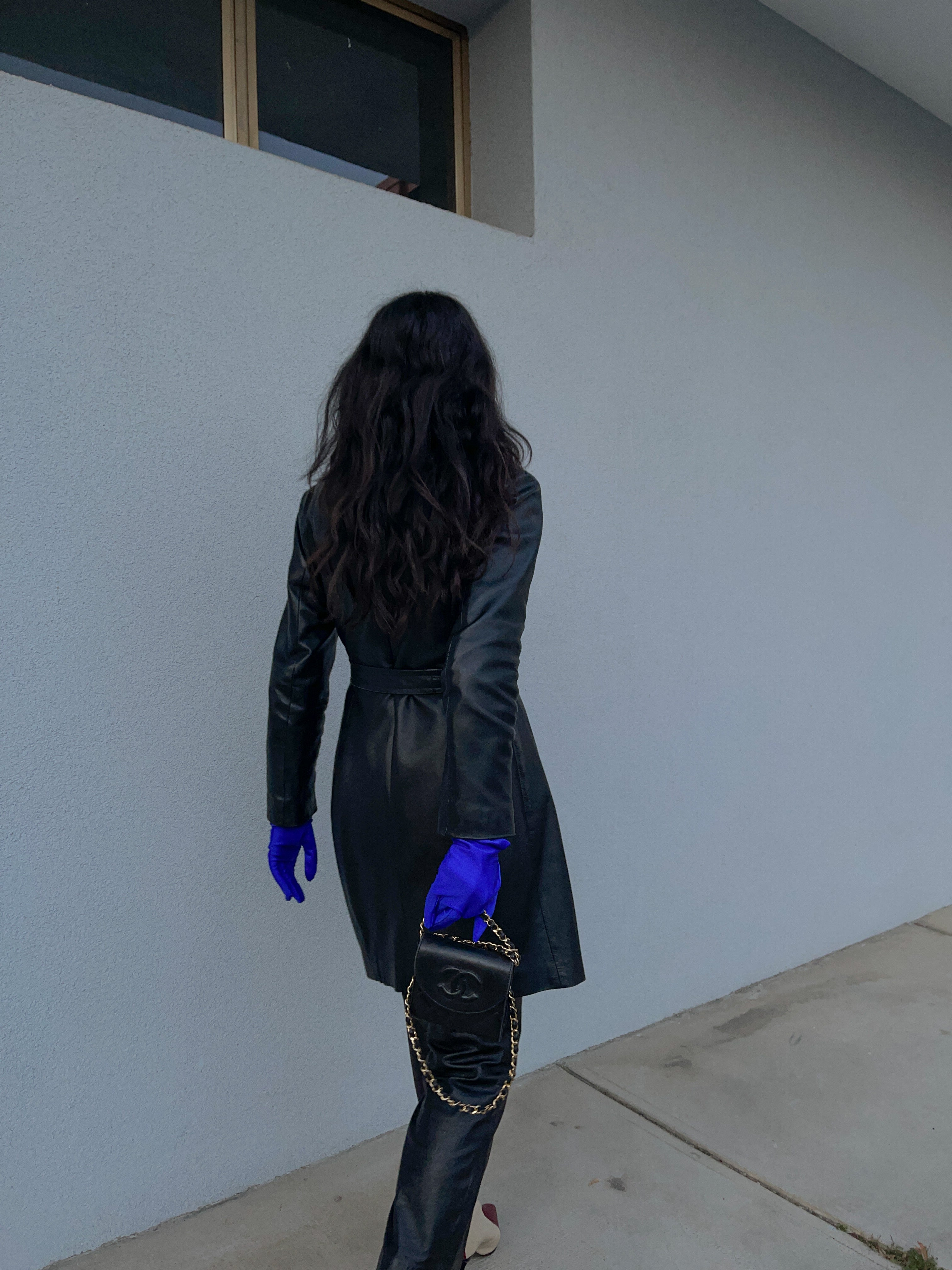 Minimal leather coat