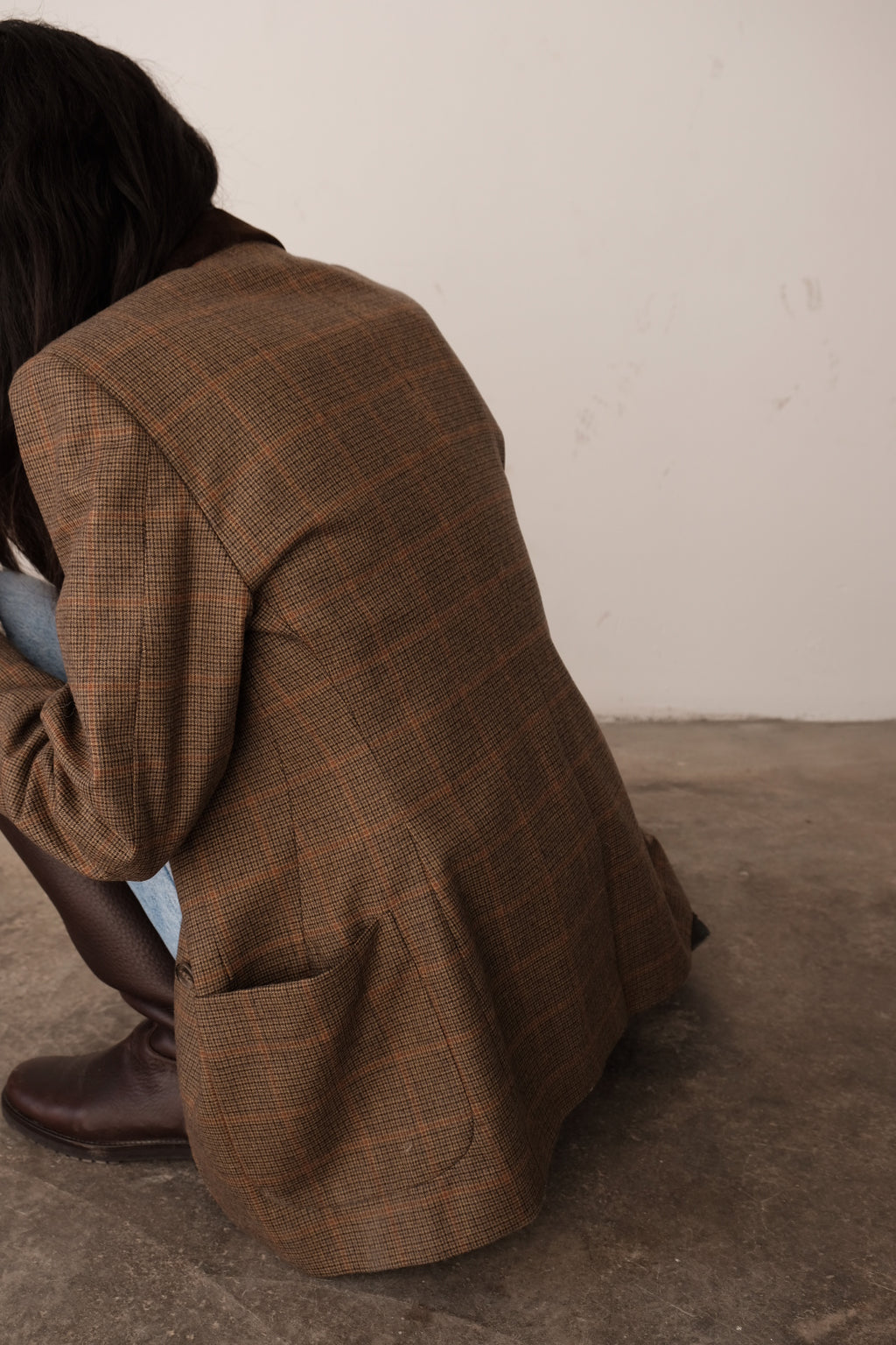 Check blazer micro pied de poule