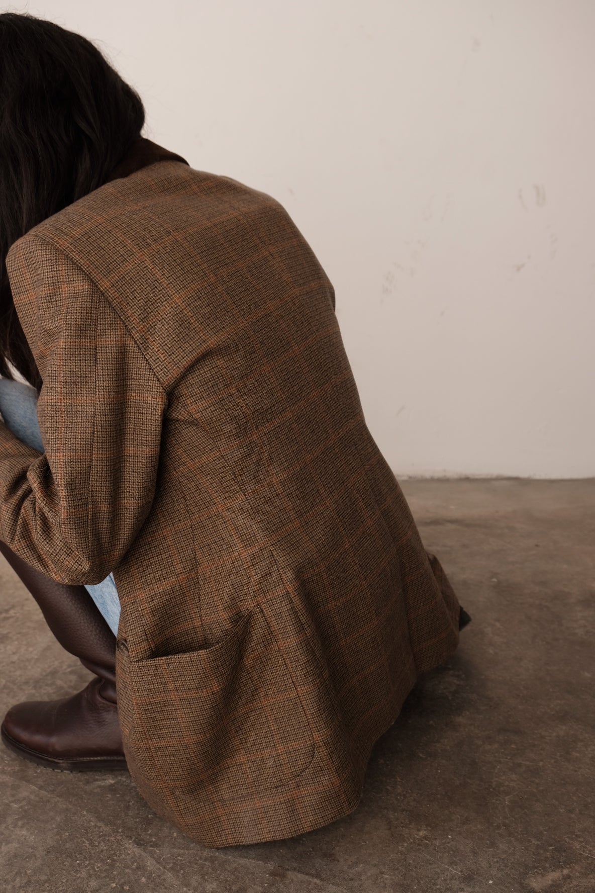 Check blazer micro pied de poule
