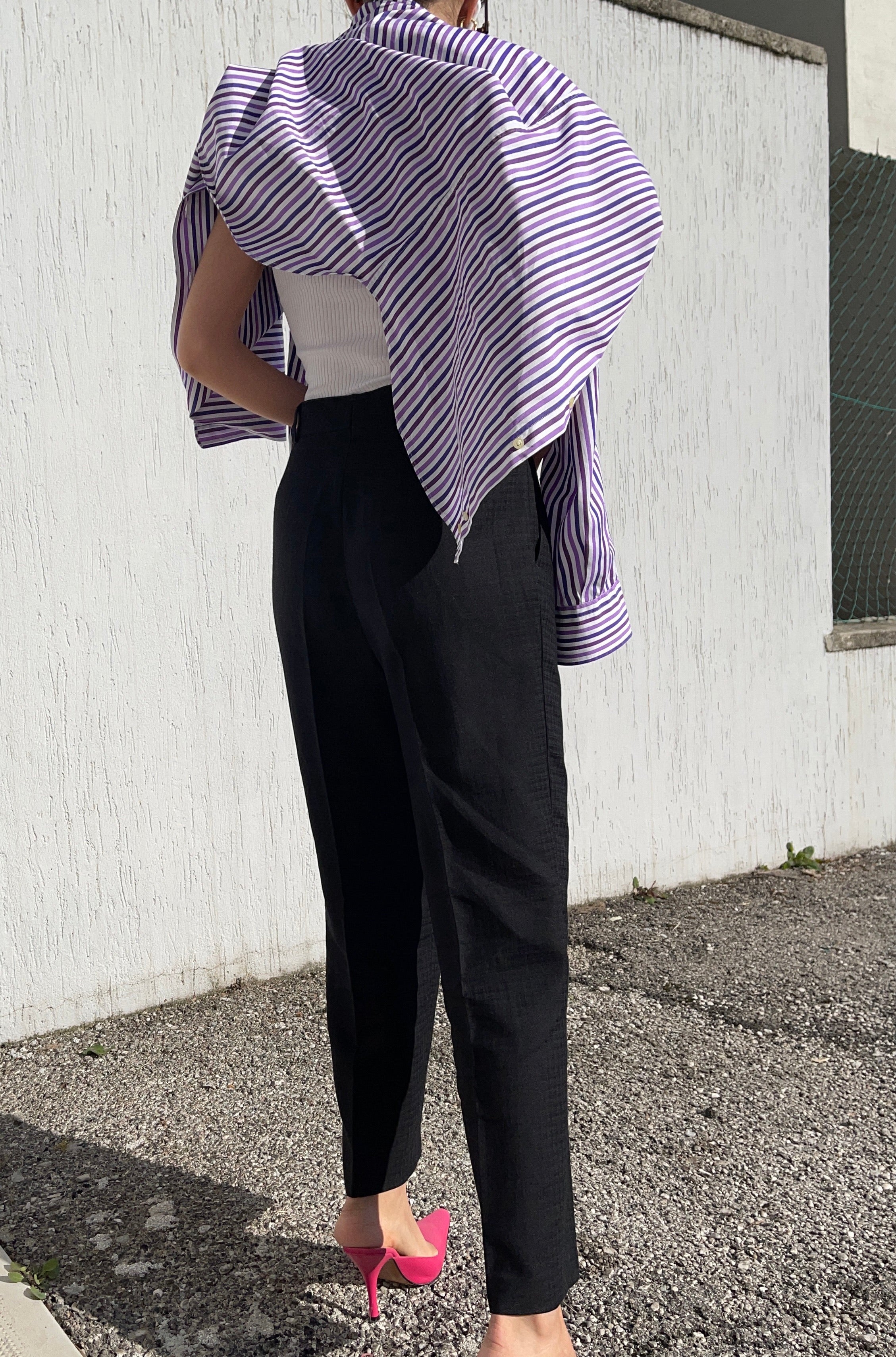 100 wool  jacquard trousers