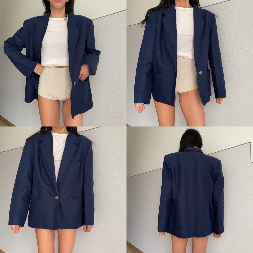 Blazer blue linen blend