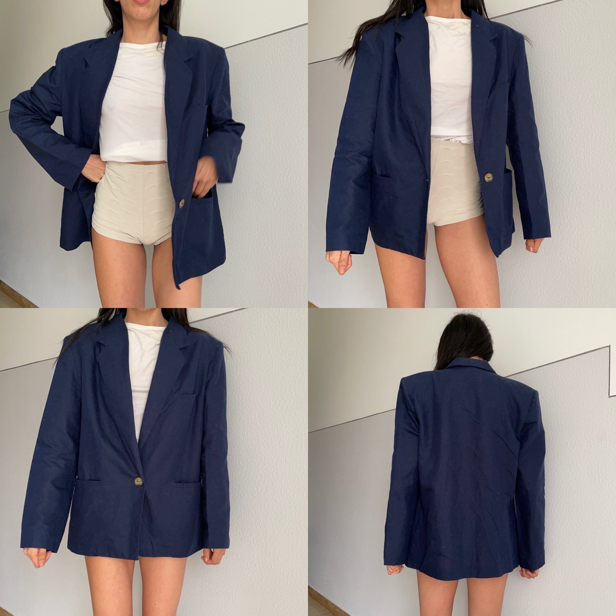 Blazer blue linen blend