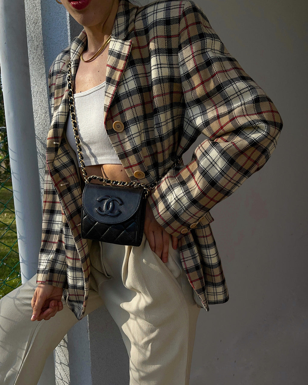 100% wool checkered blazer