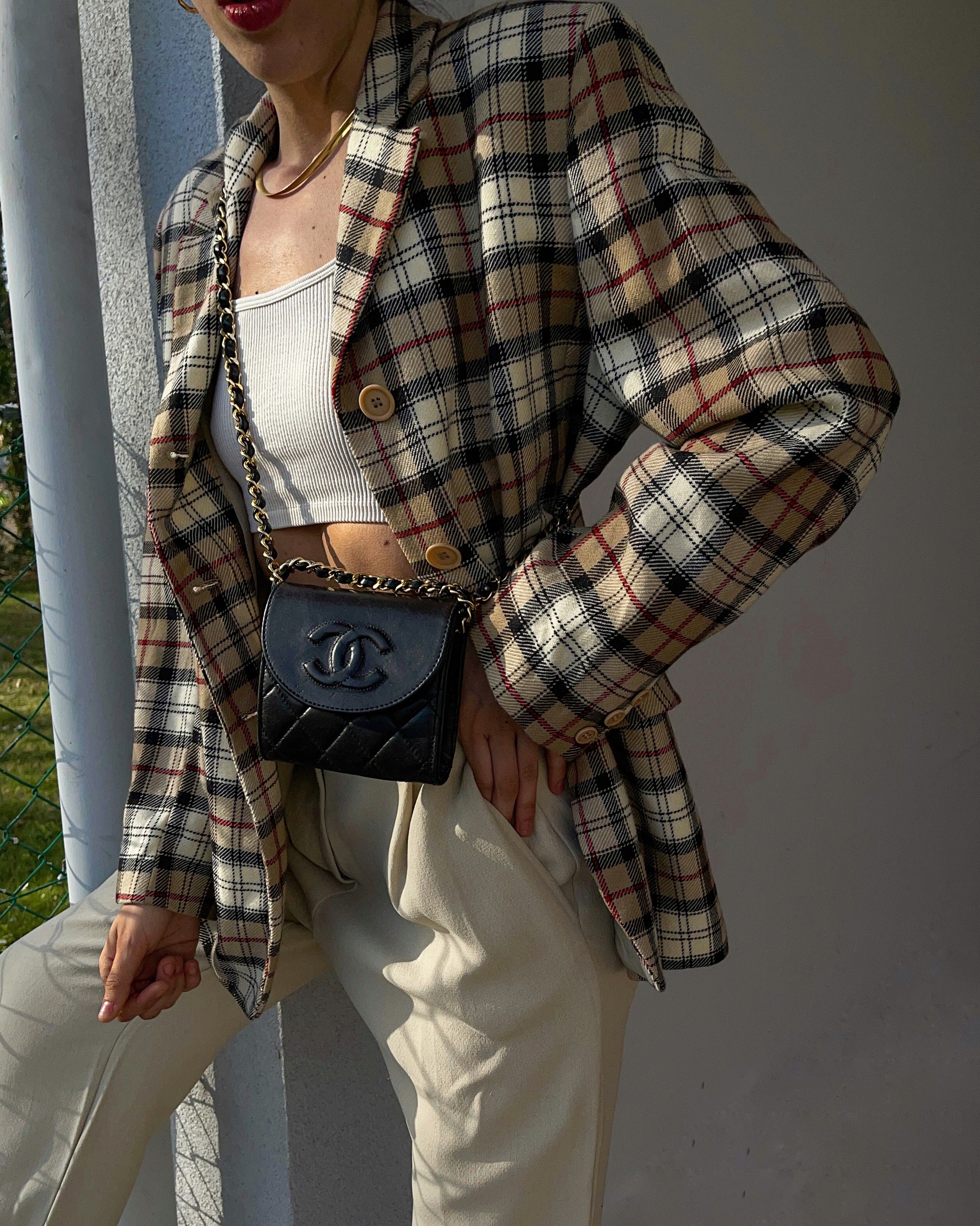 100% wool checkered blazer