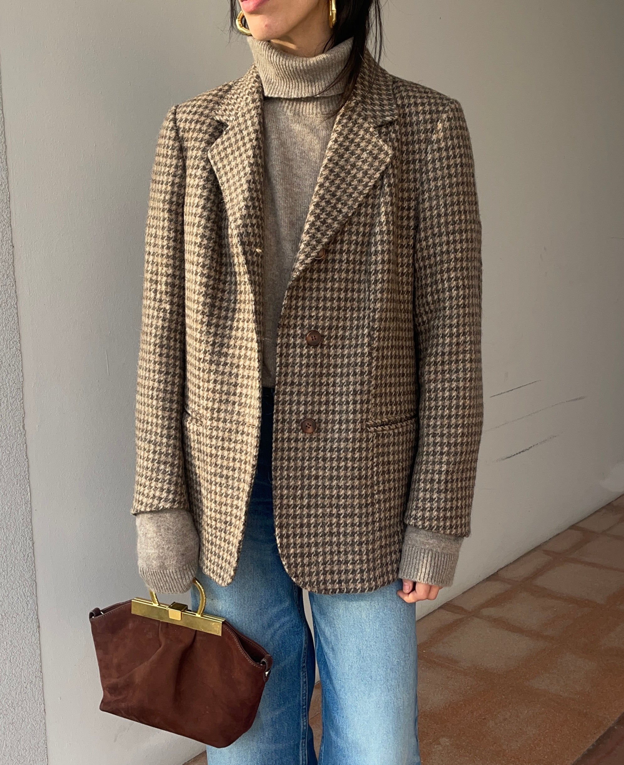 Pied de poule alpaca wool blazer