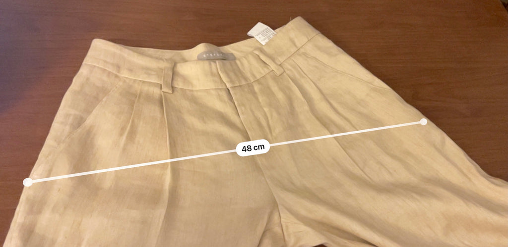 Beige linen blend pants