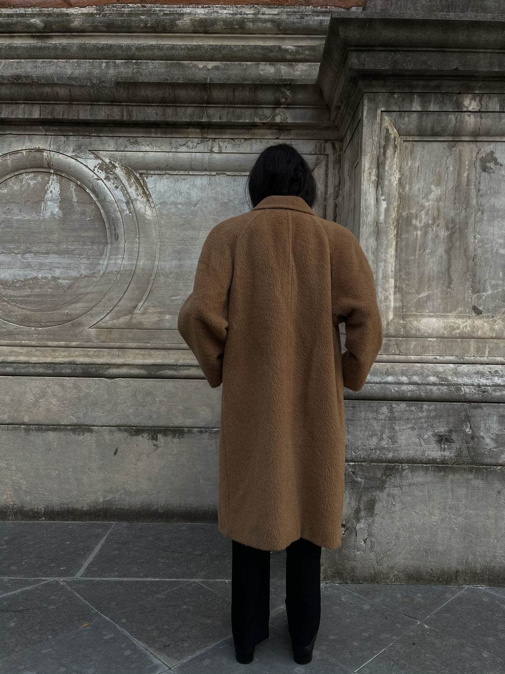 Camel furry coat