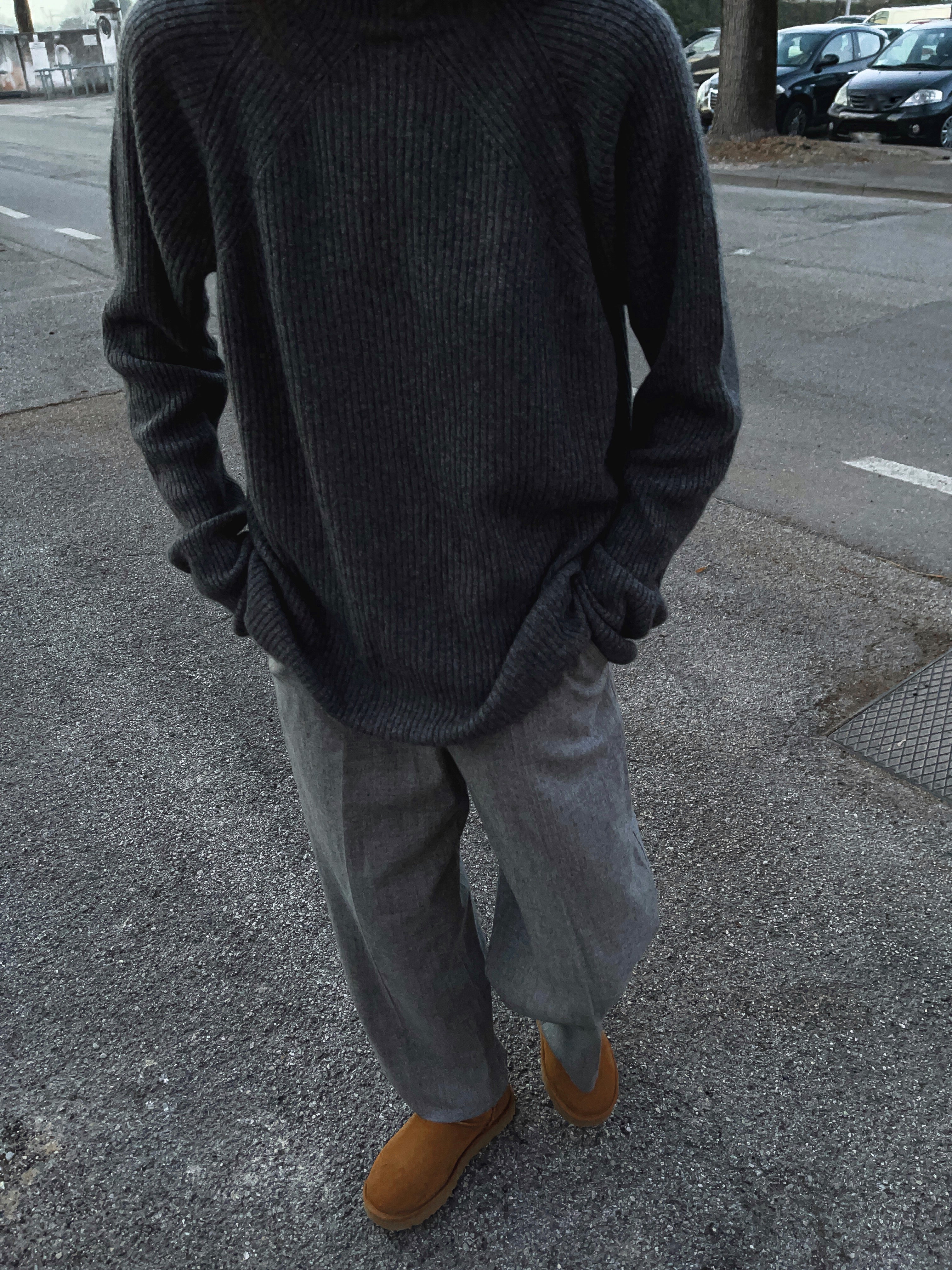 Grey wool trousers