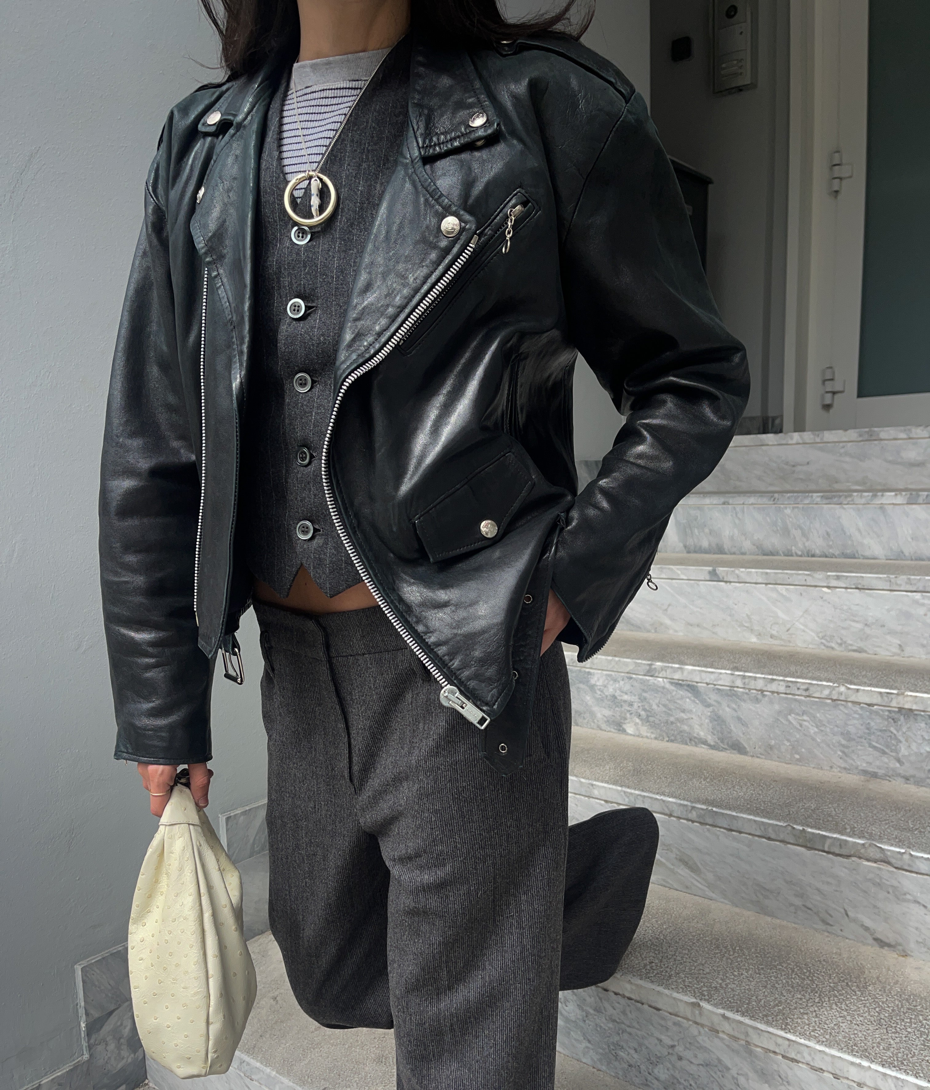 Chiodo vintage pelle