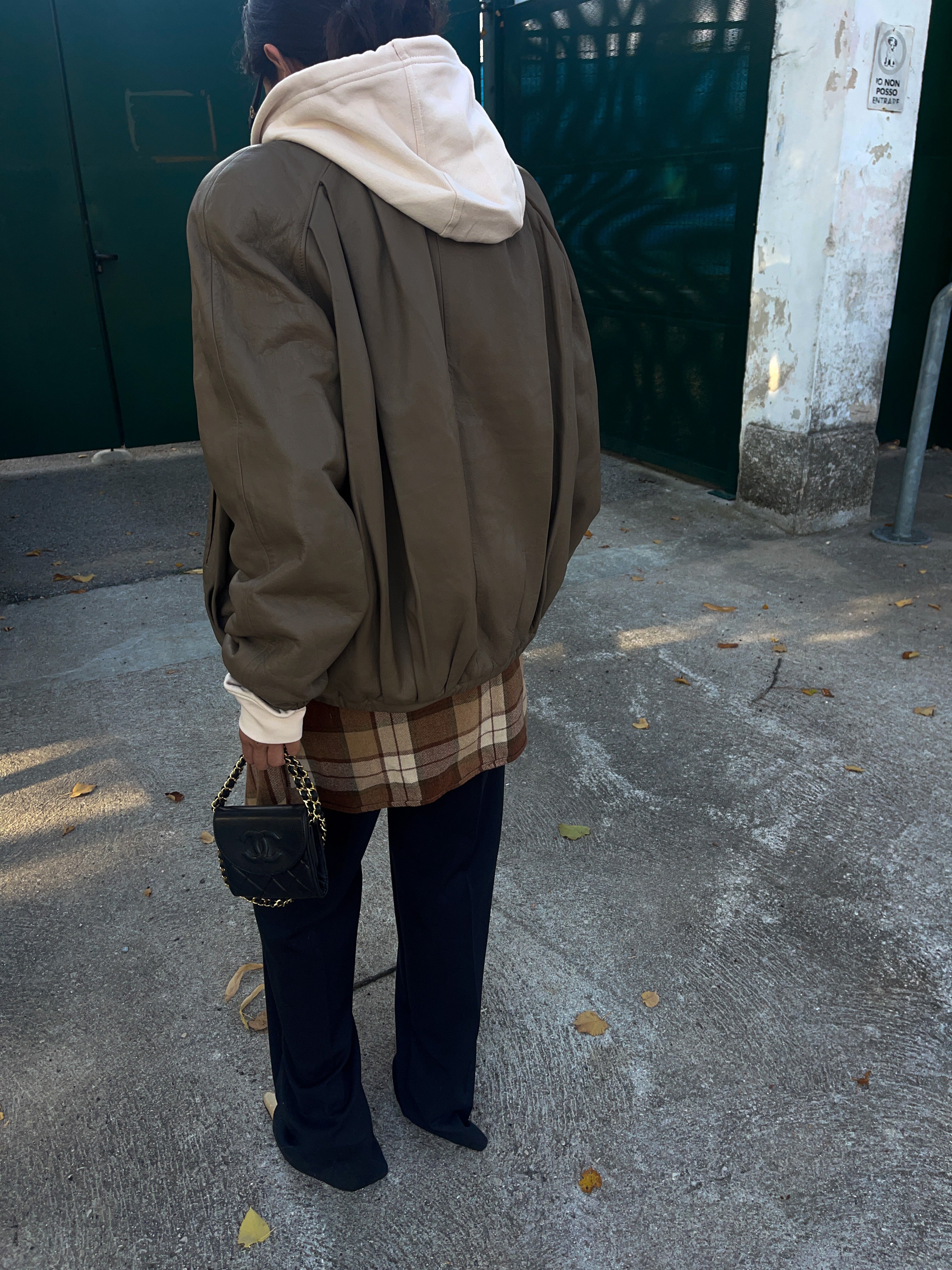 Nappa taupe bomber jacket