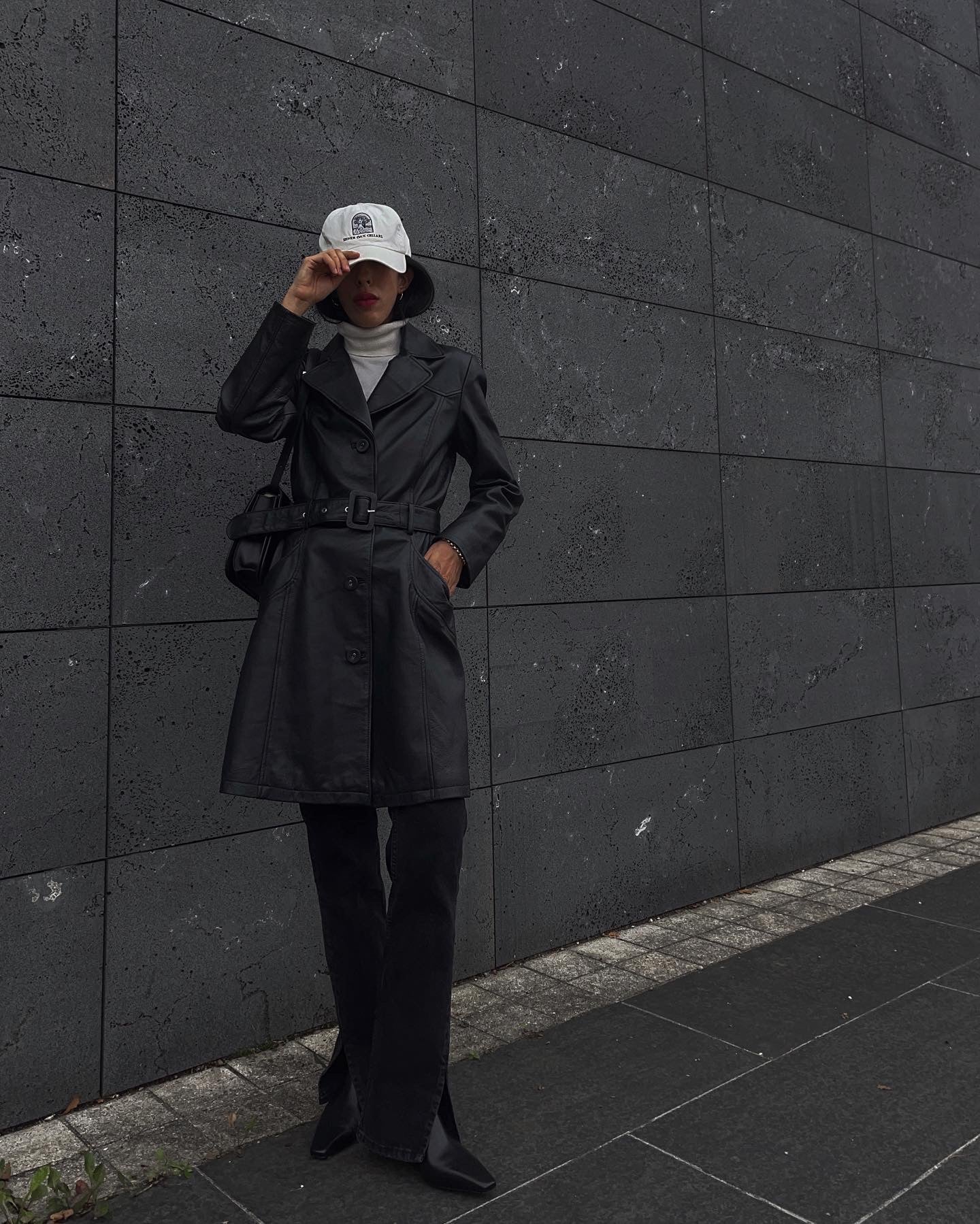 Real leather trench