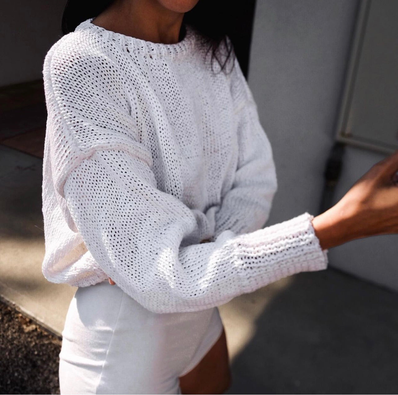Handmade white cotton jumper