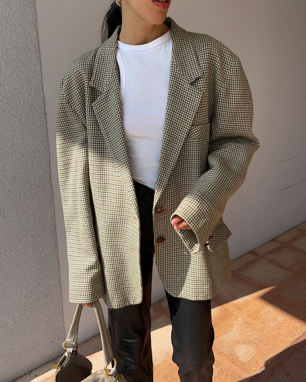 Oversize micro check blazer