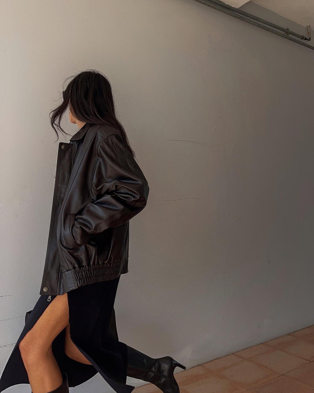Nappa leather bomber jacket