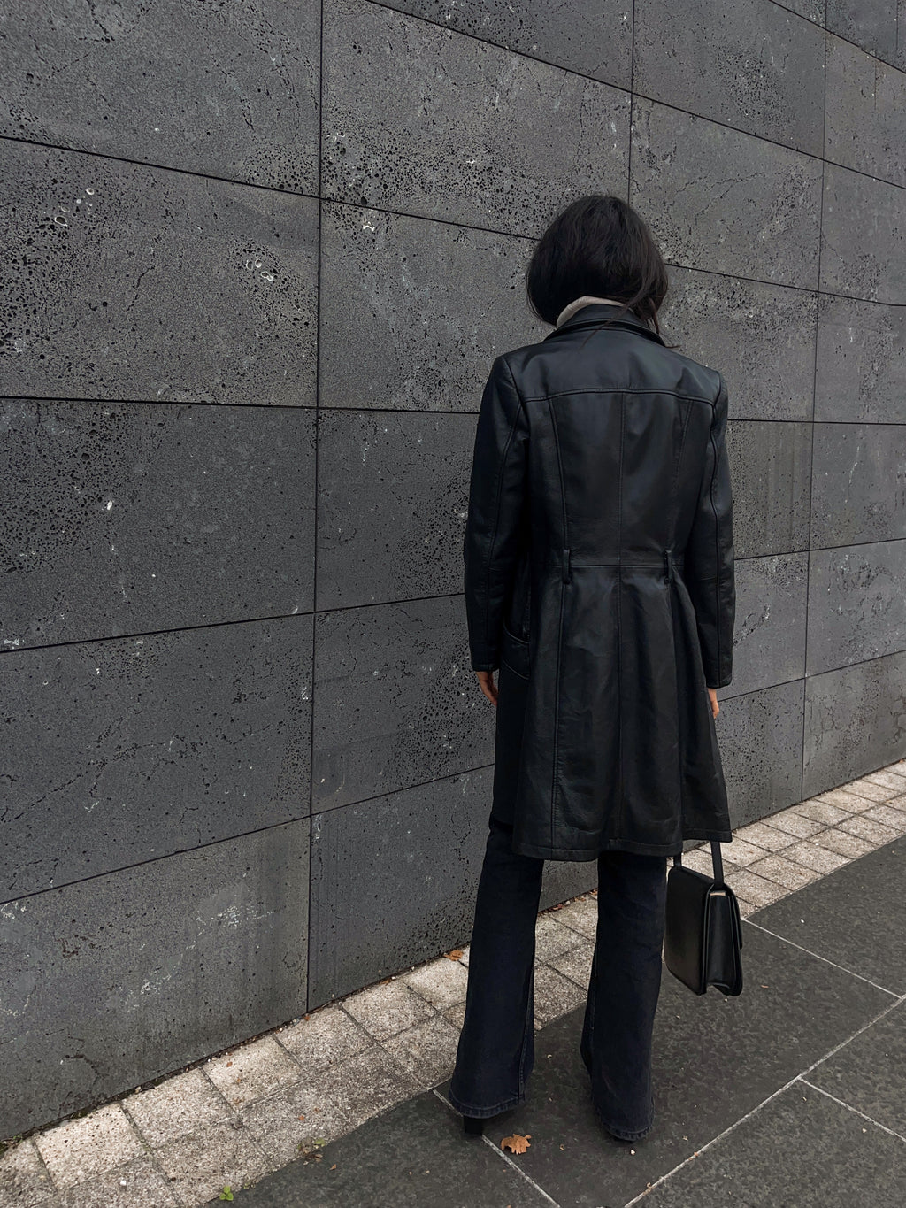 Real leather trench