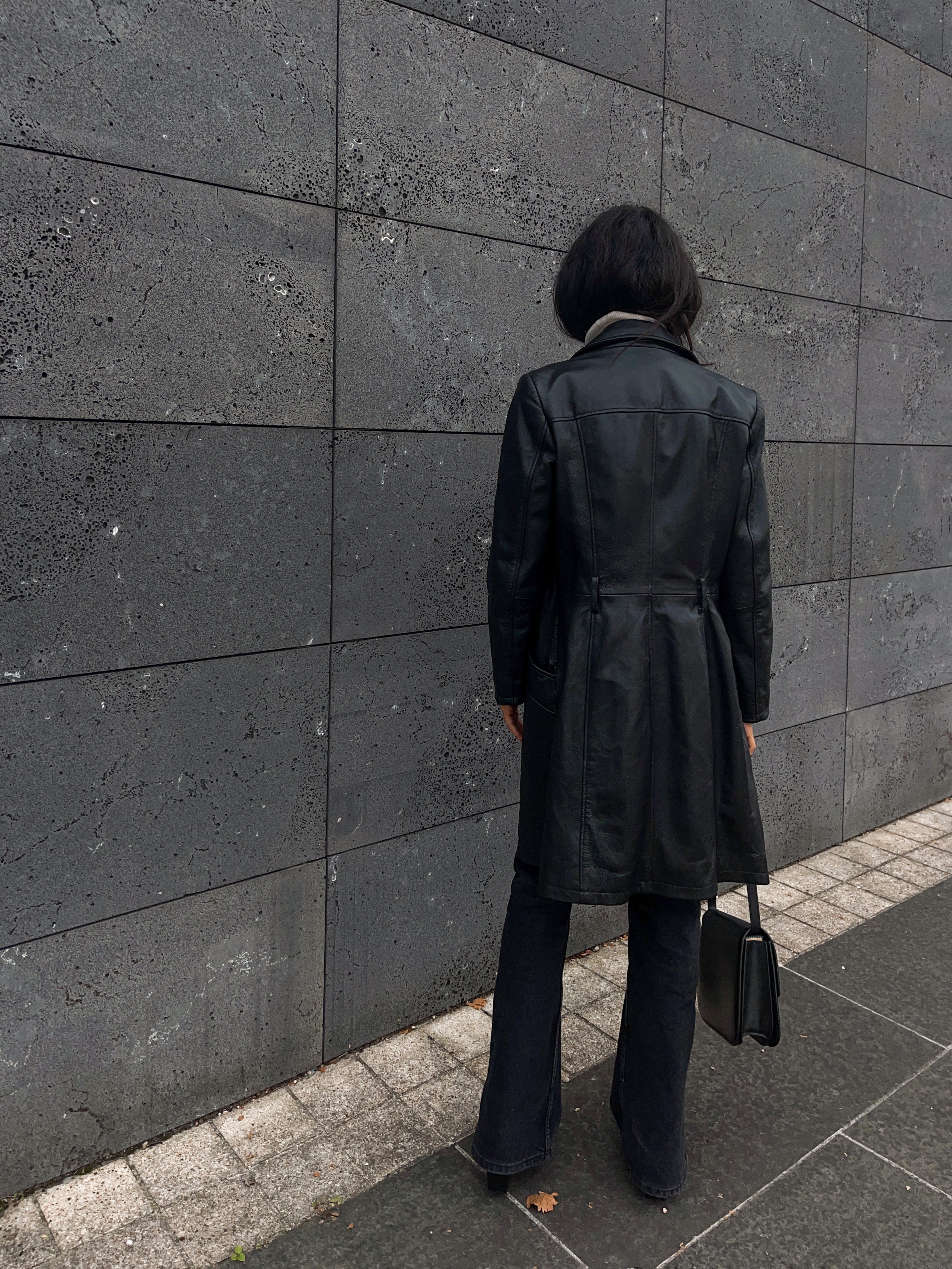 Real leather trench