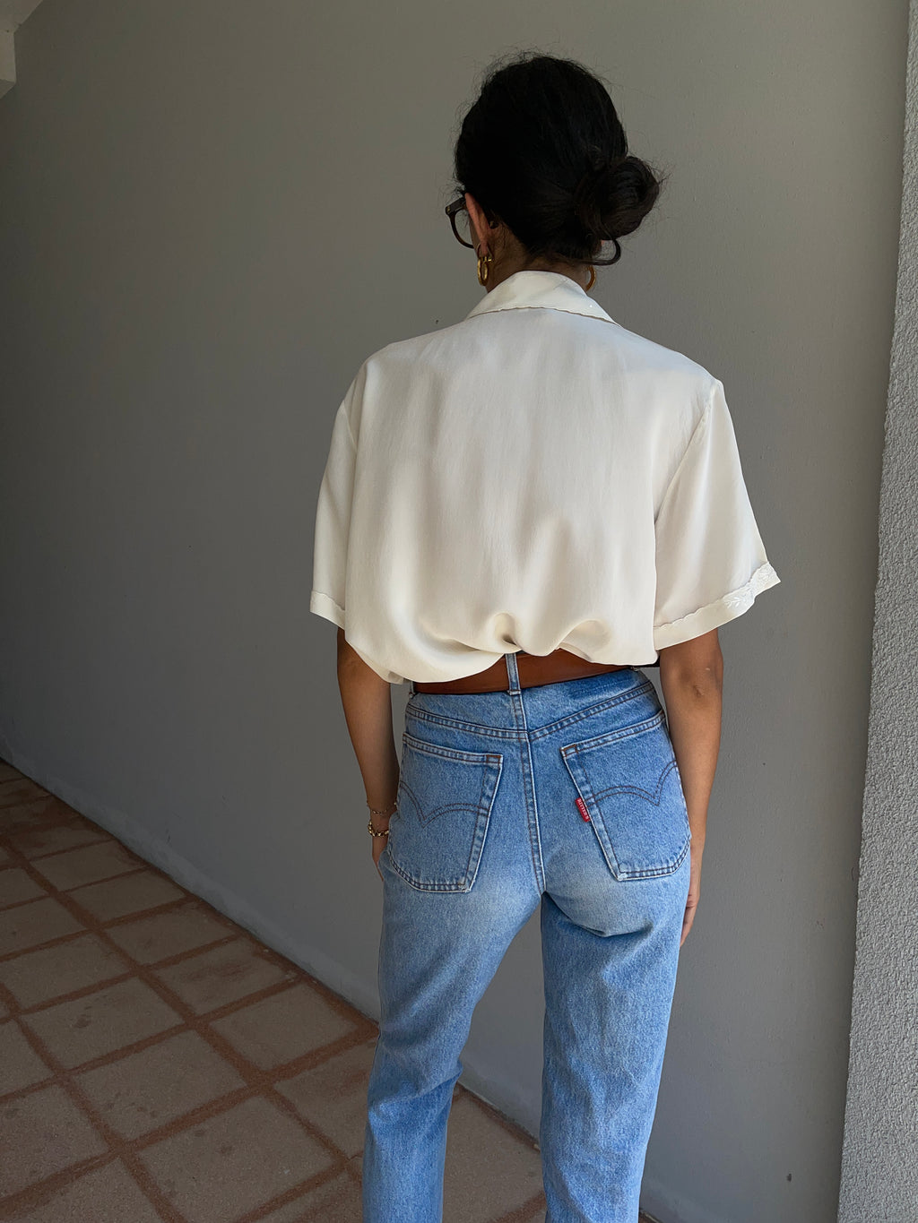 100% silk Handmade embroided shirt