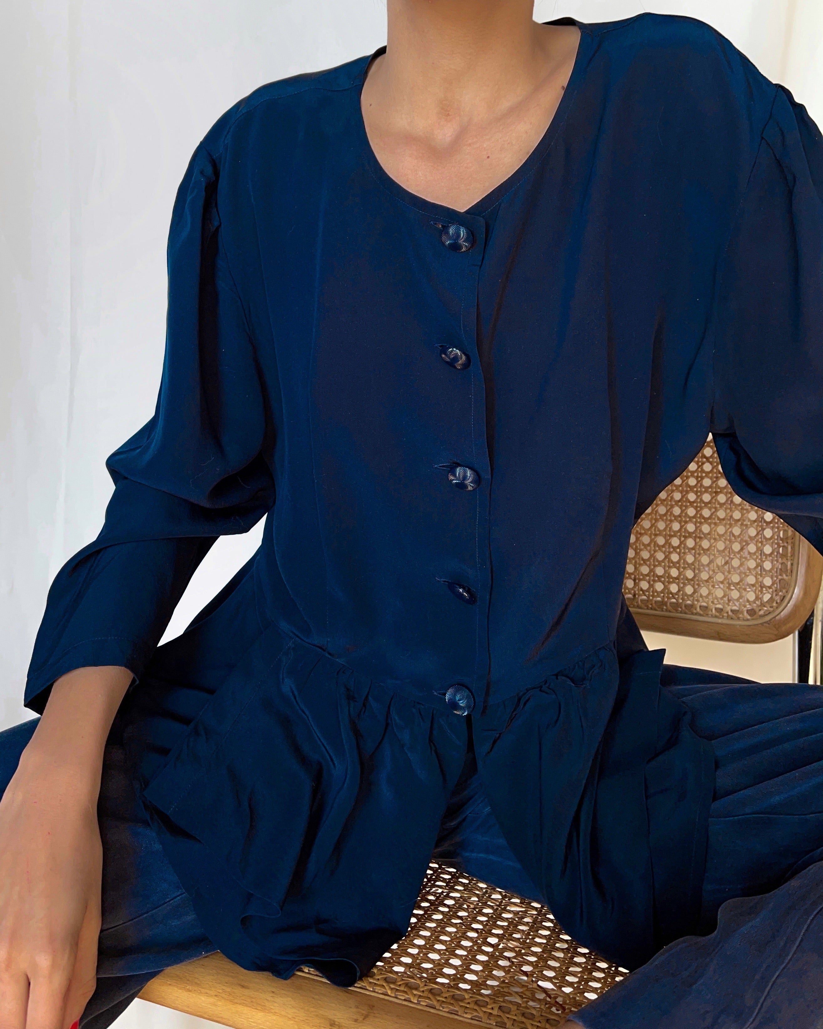 100% silk blue shirt