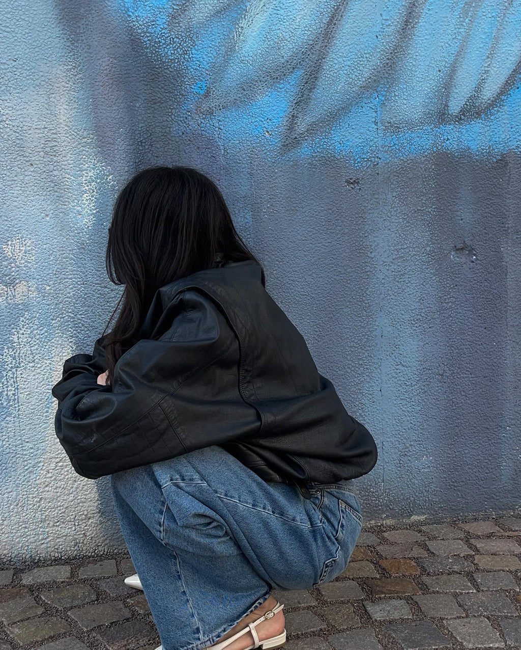 Leather bomber jacket