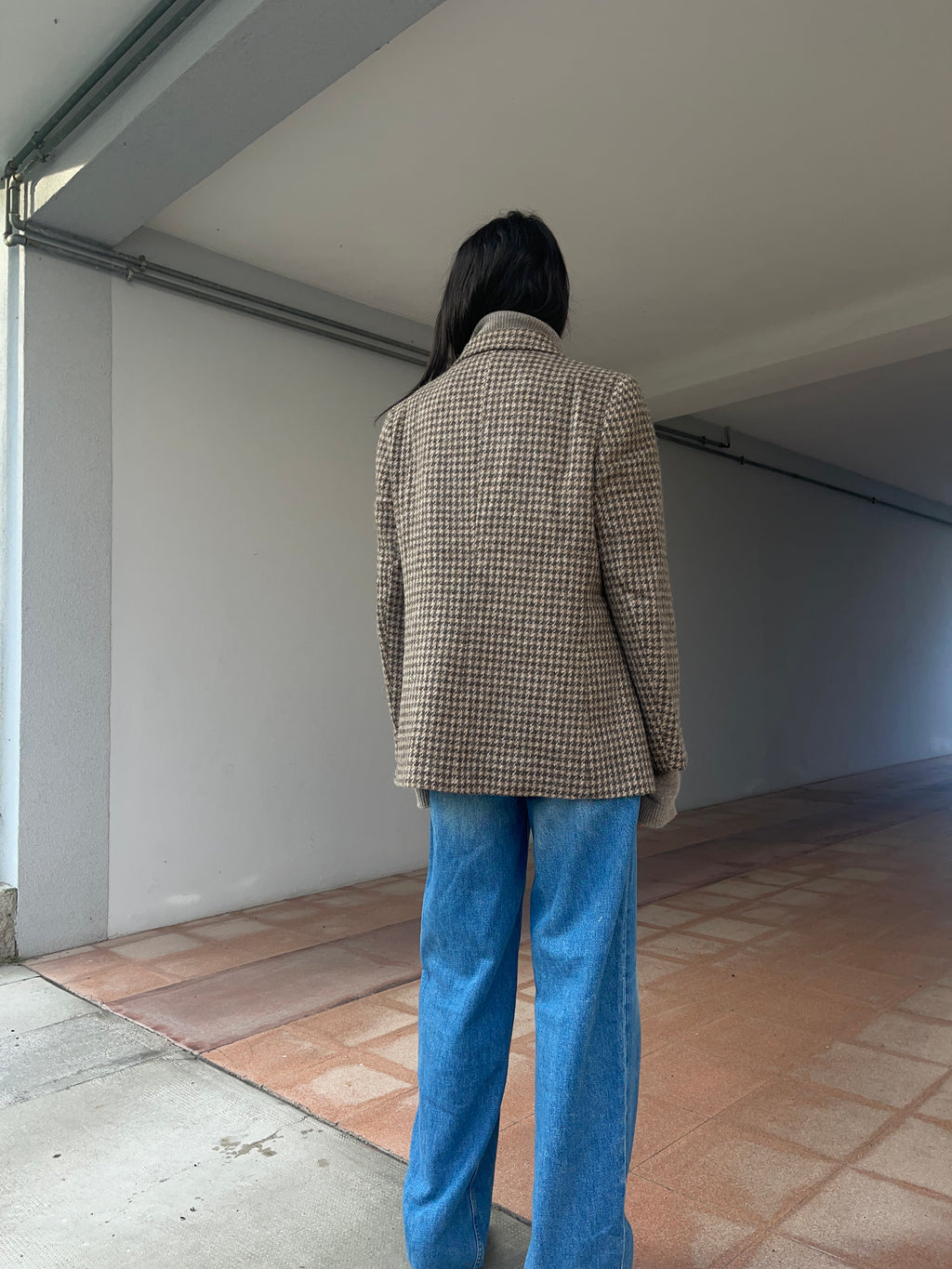 Pied de poule alpaca wool blazer