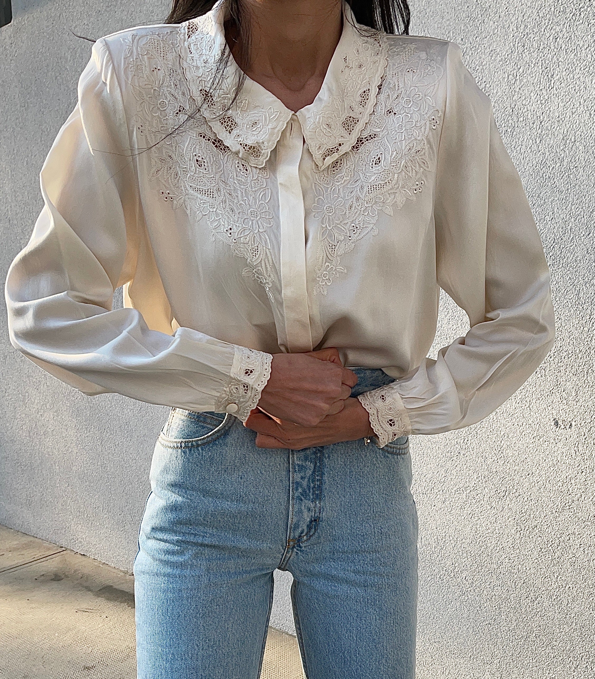 100% liquid silk embroided shirt