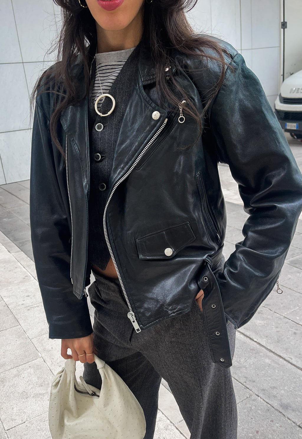 Chiodo vintage pelle