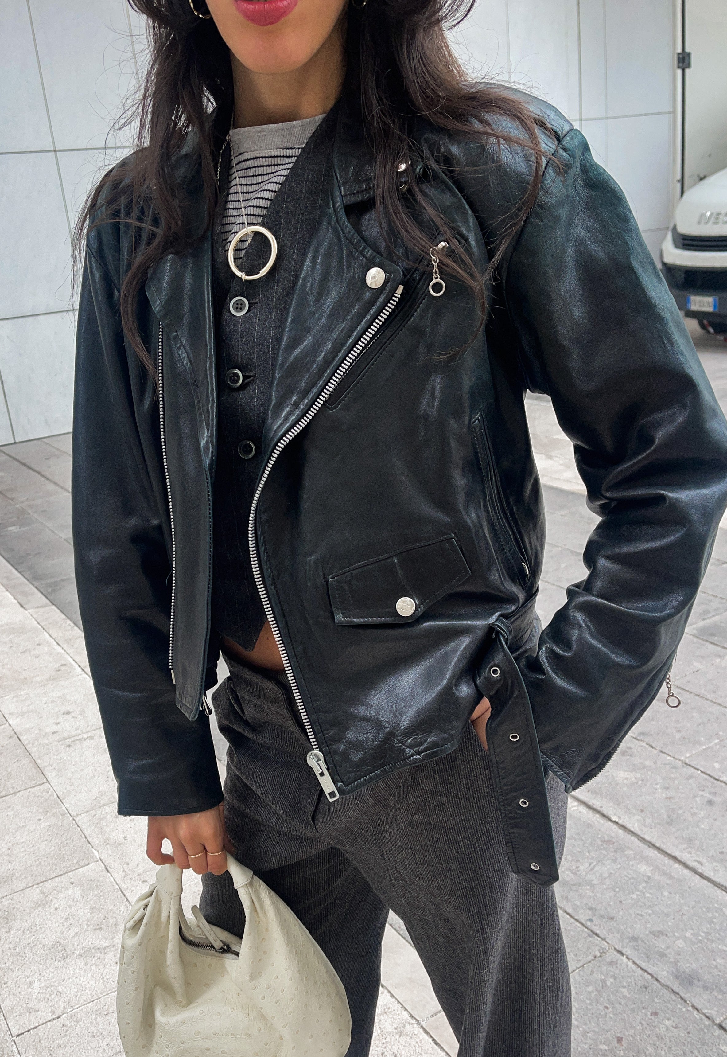 Chiodo vintage pelle