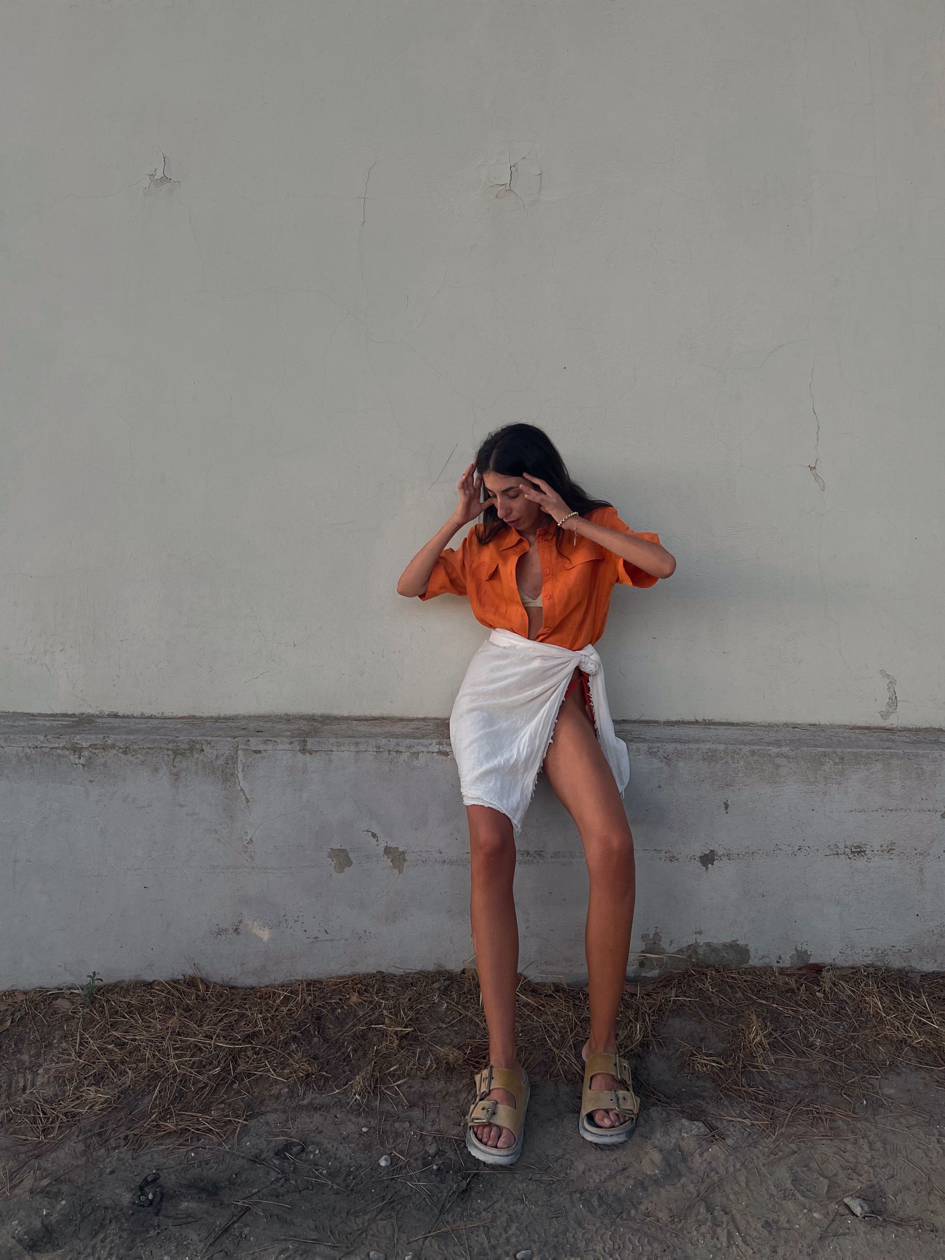 Orange boxy shirt