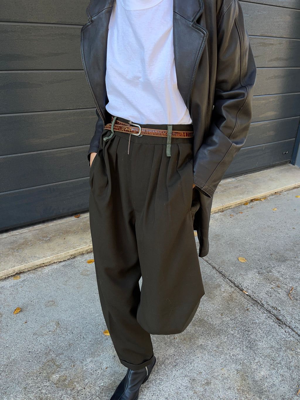 Olive green trousers