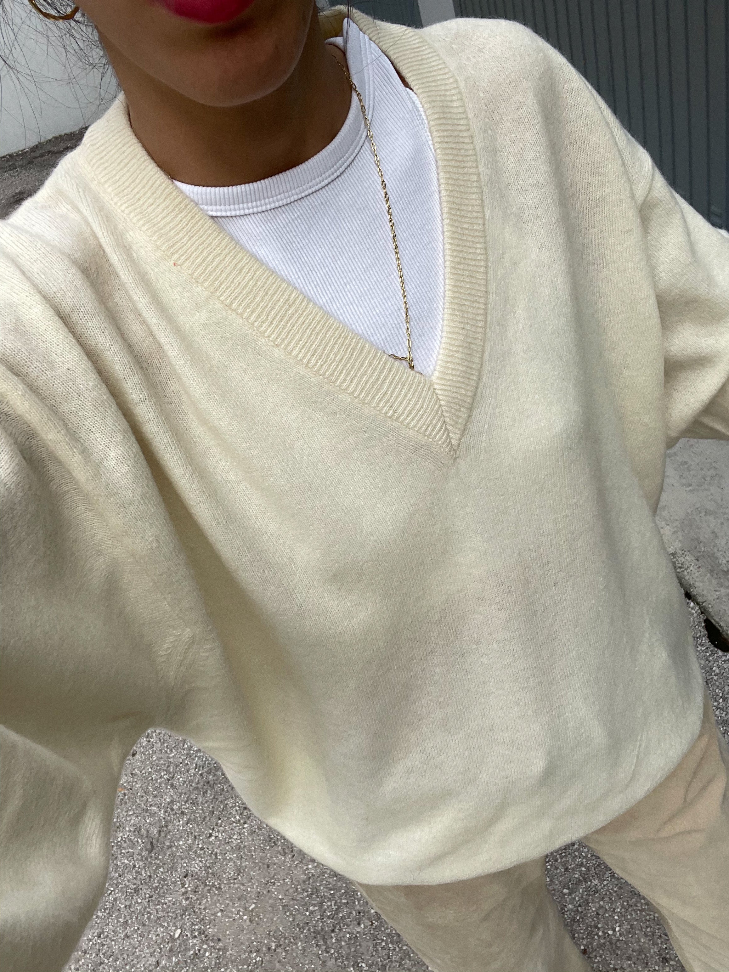 V neck wool jumper