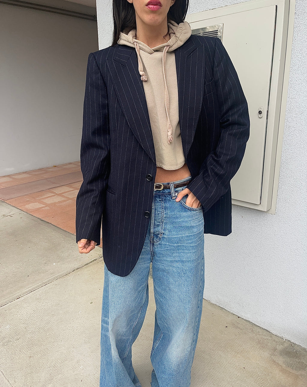 Pinstripe blue man blazer