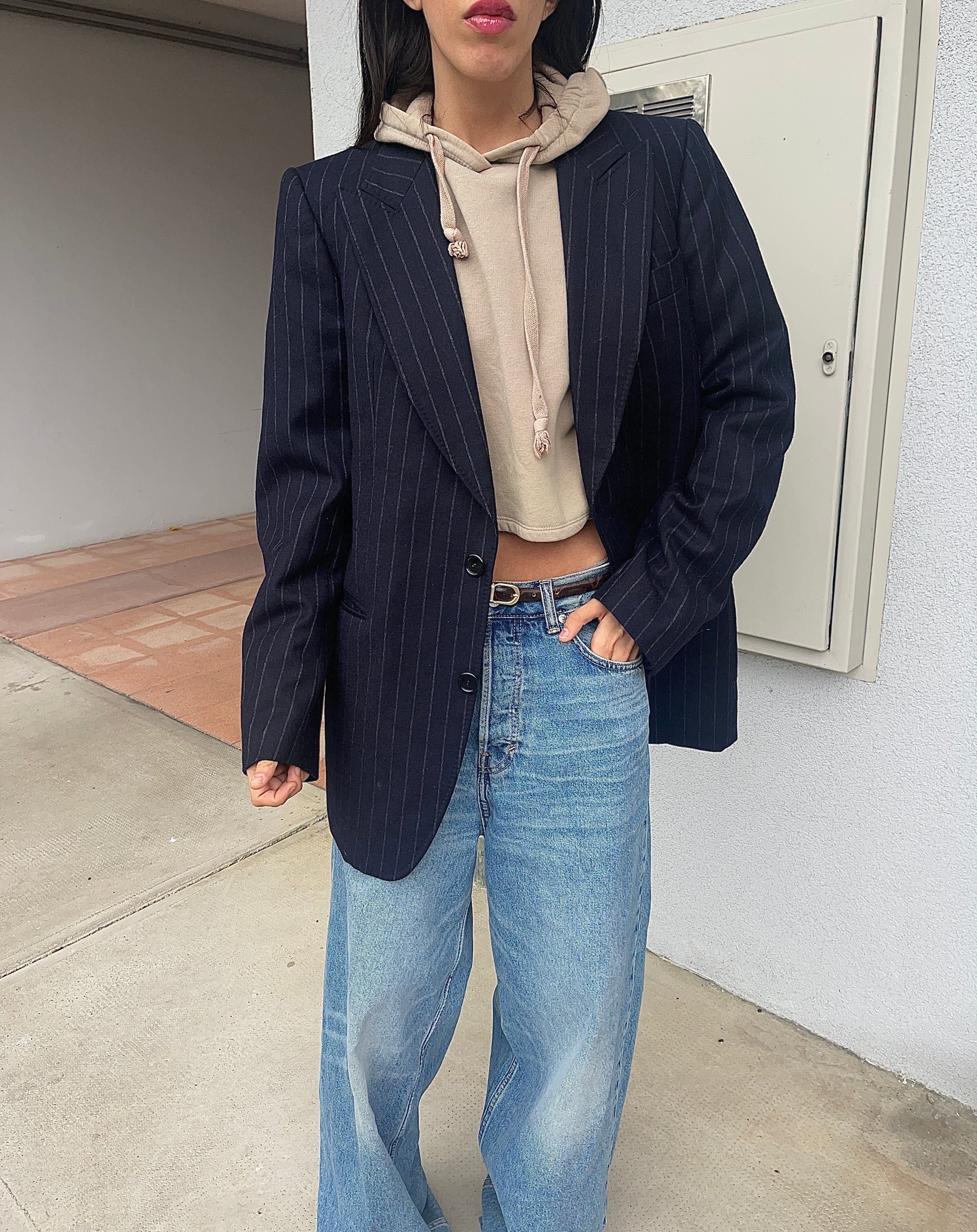 Pinstripe blue man blazer