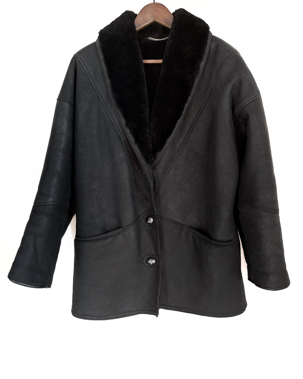 Black shearling coat