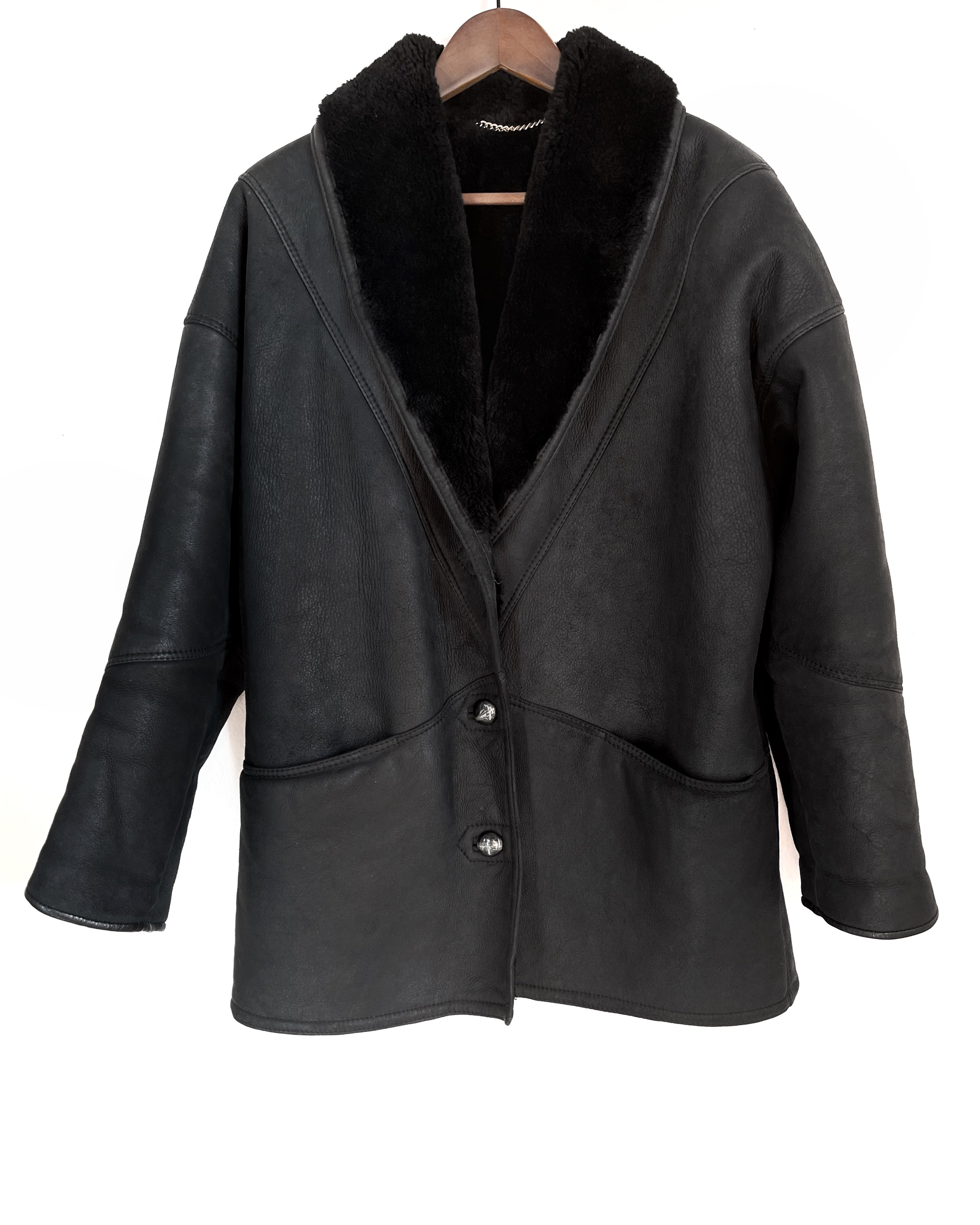 Black shearling coat