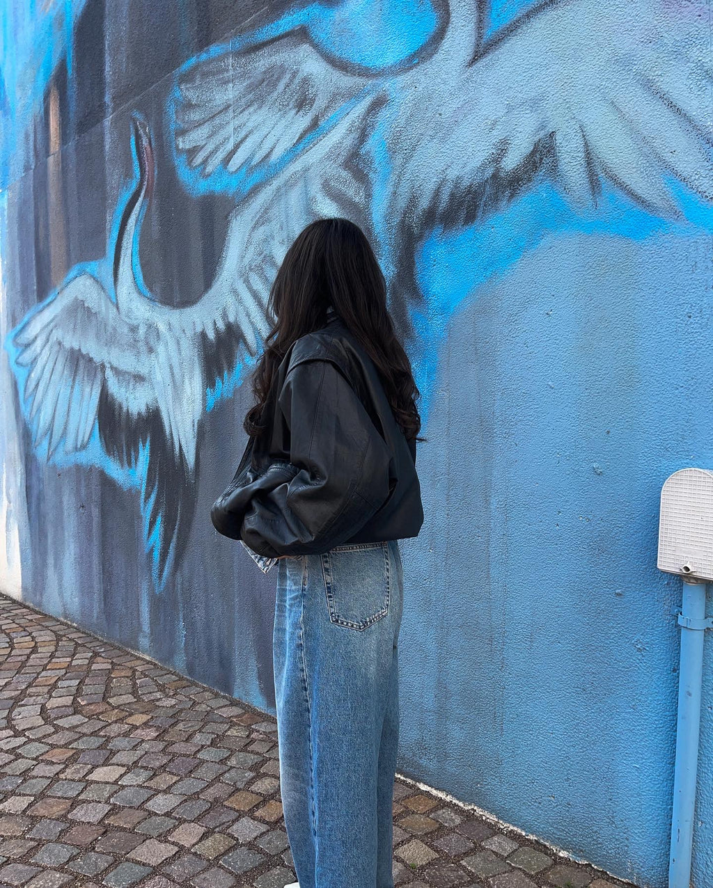 Leather bomber jacket
