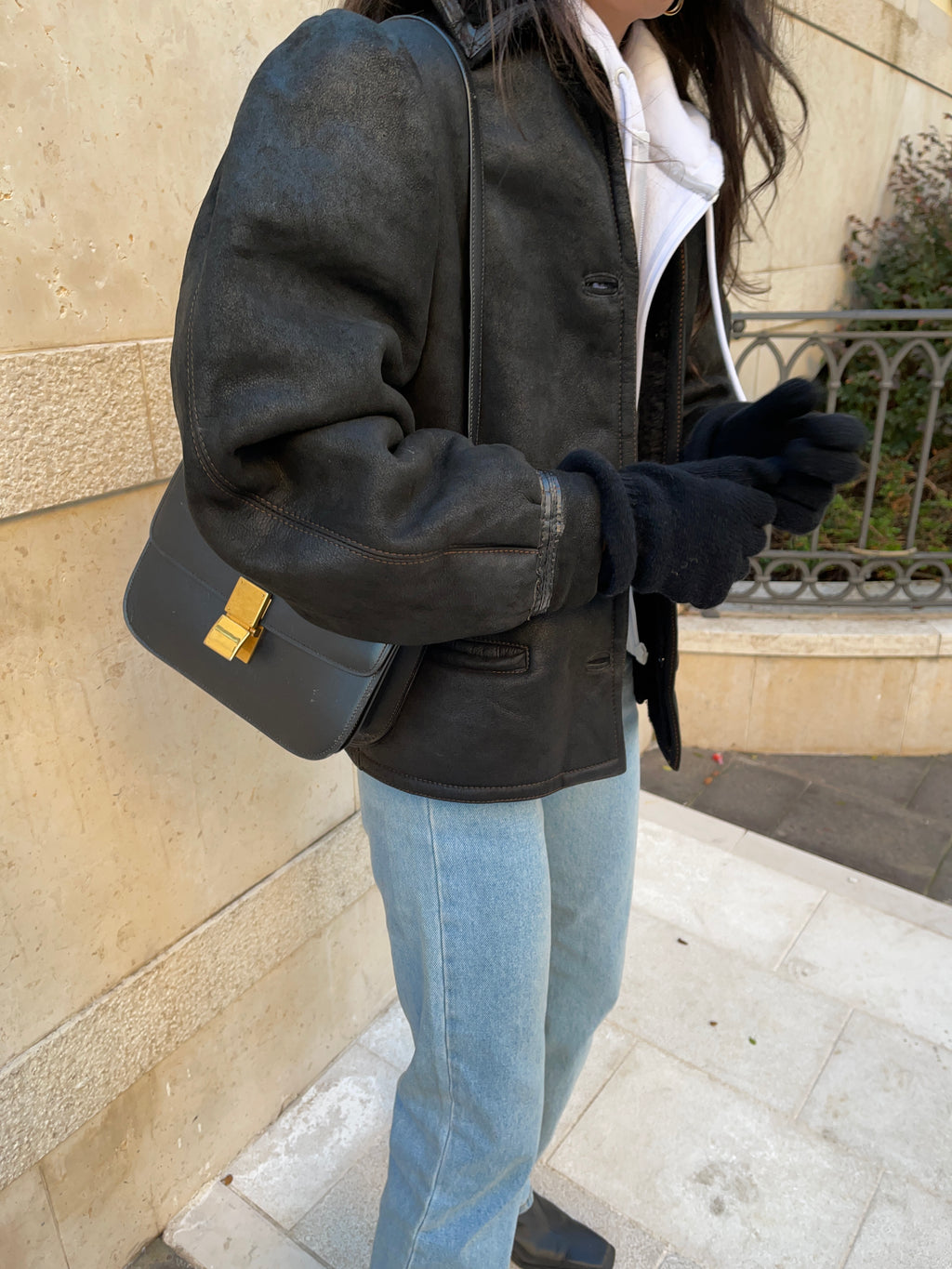 Black shearling jacket