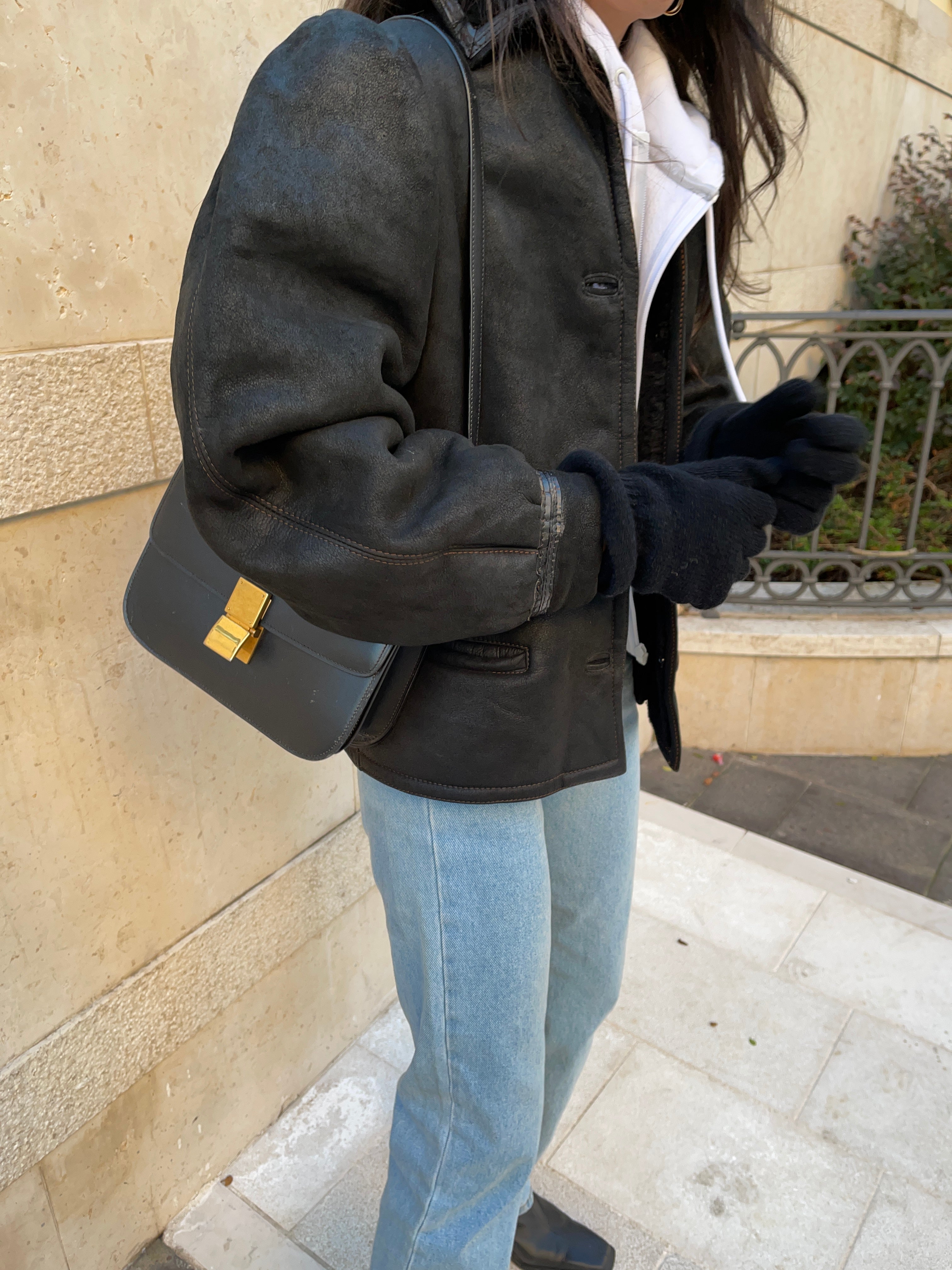 Black shearling jacket