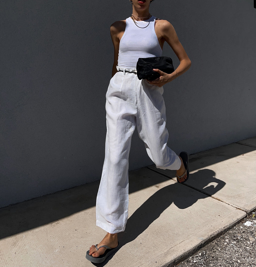 White  linen trousers